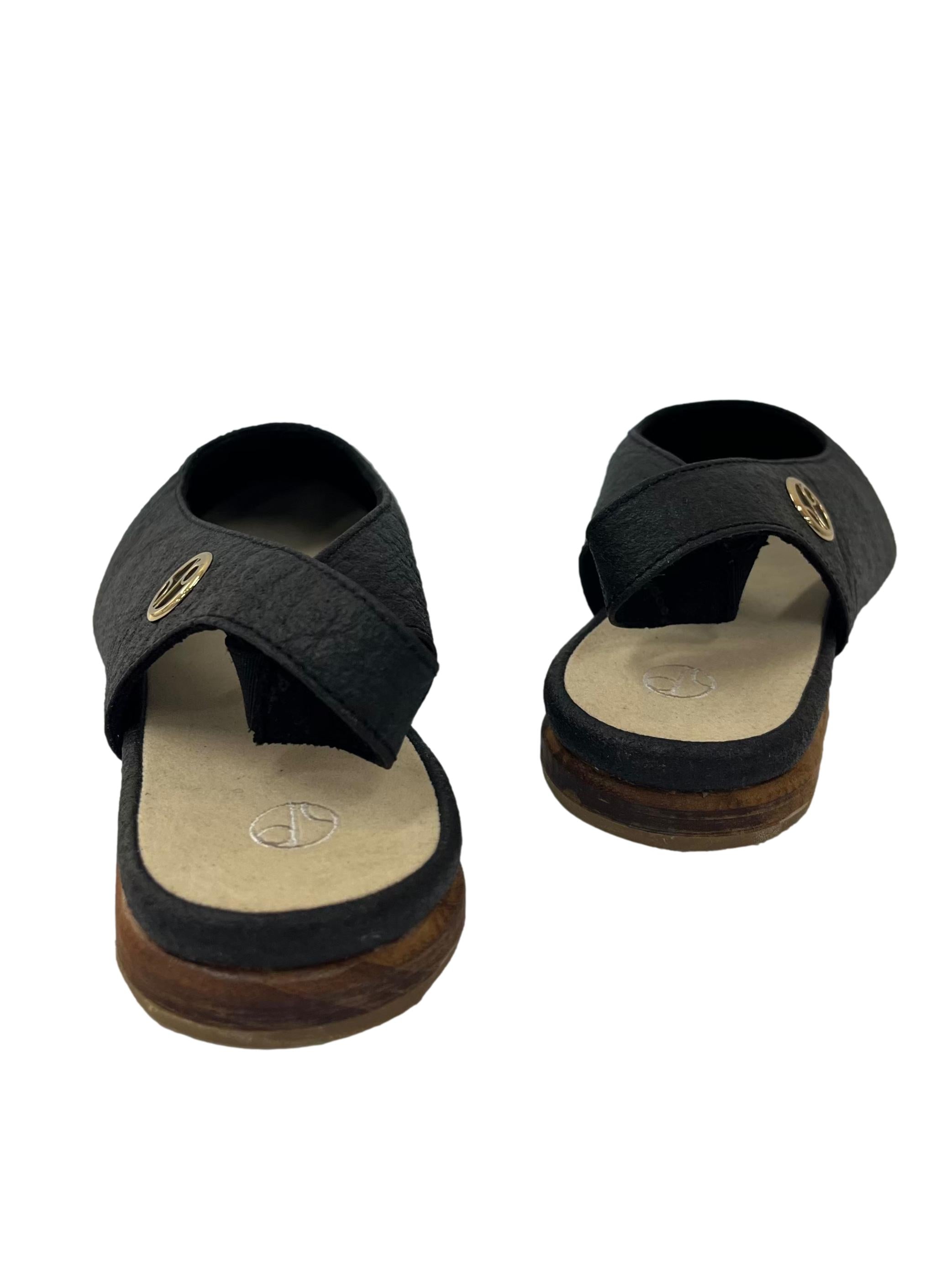 Charcoal Black Cannes Slingback Flat