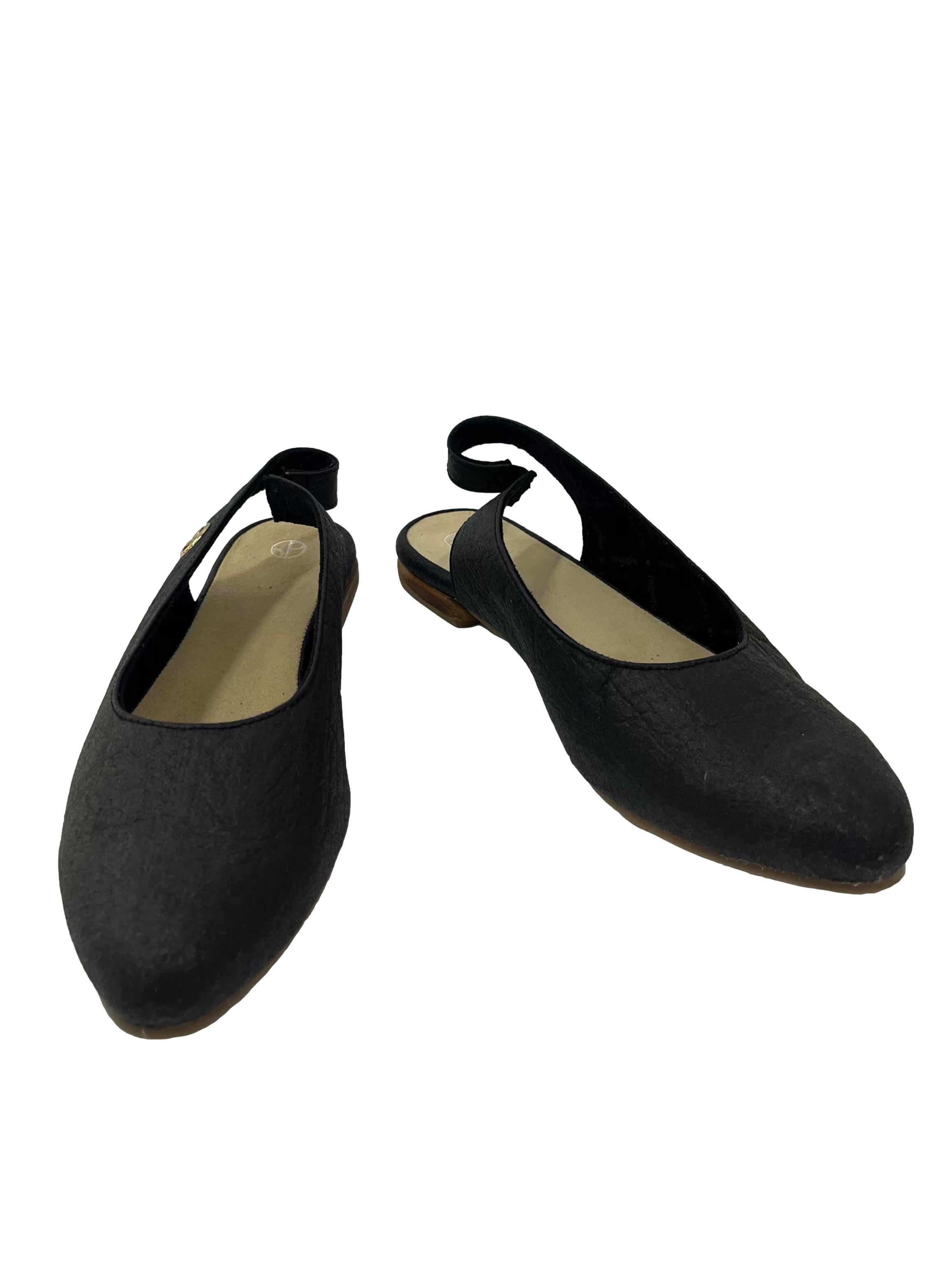 Charcoal Black Cannes Slingback Flat