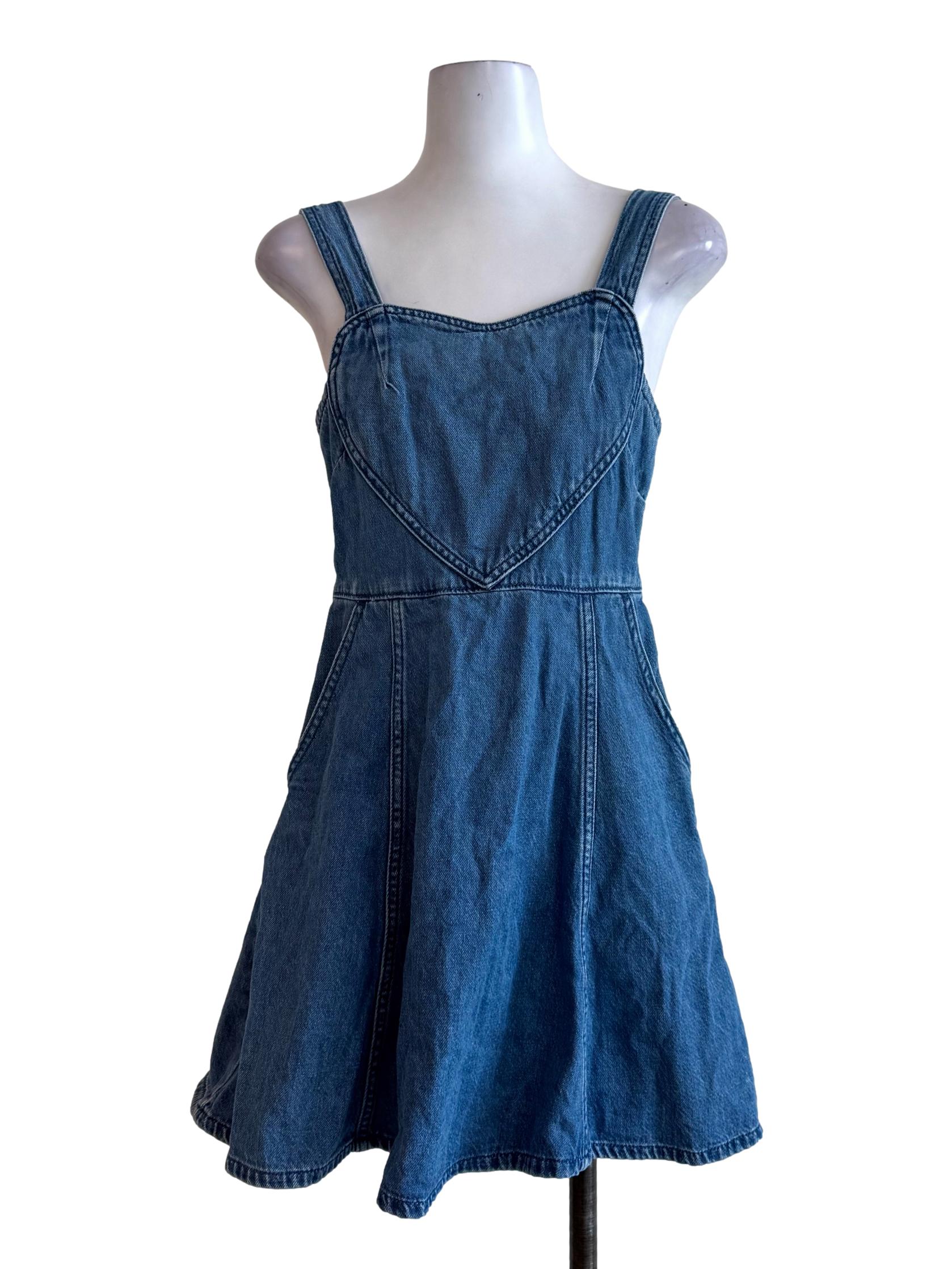 Acid Wash Heart Shape Sleeveless Dress