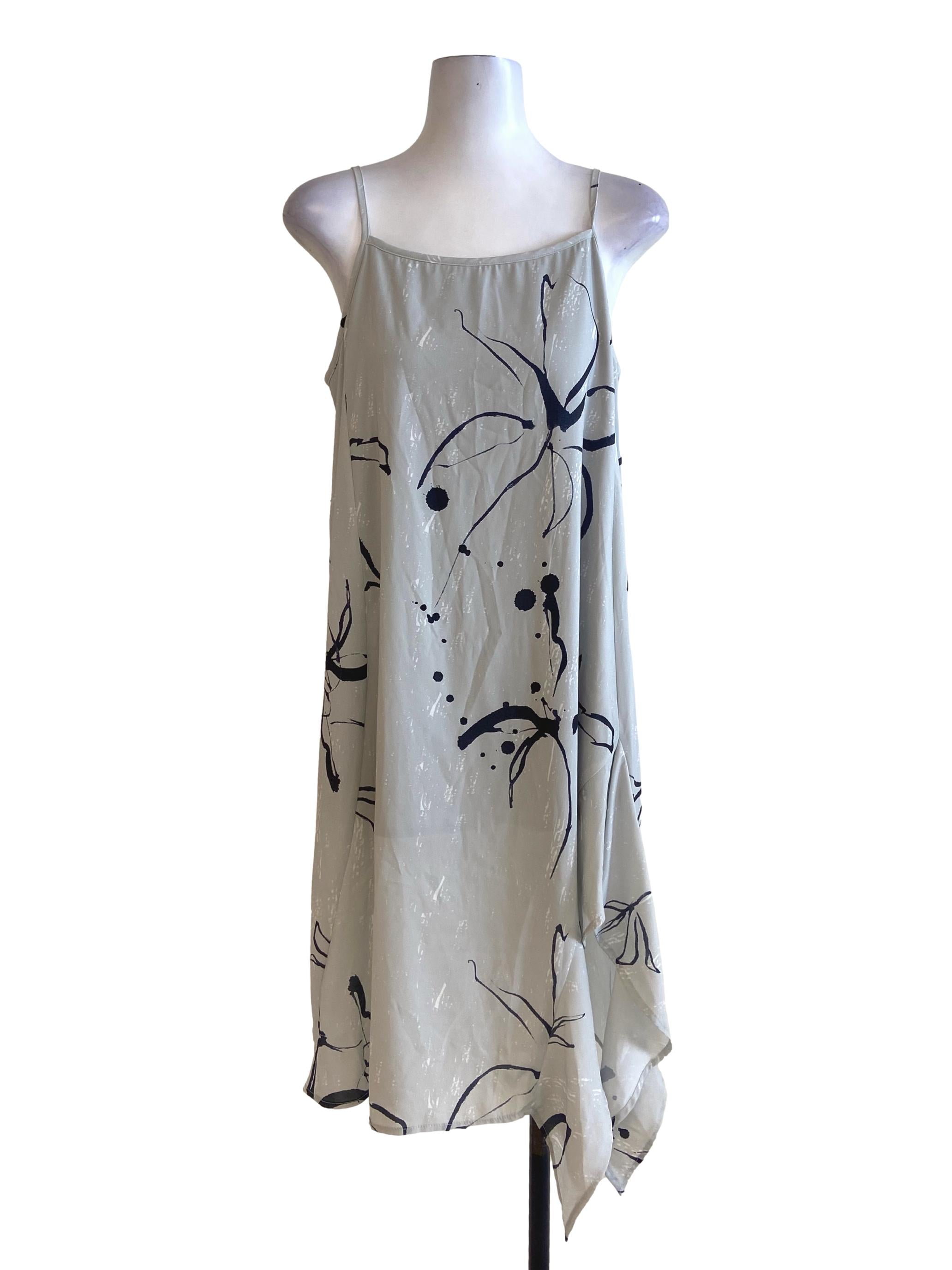 Coin Grey Spaghetti Strap Floral Slip Dress TTR