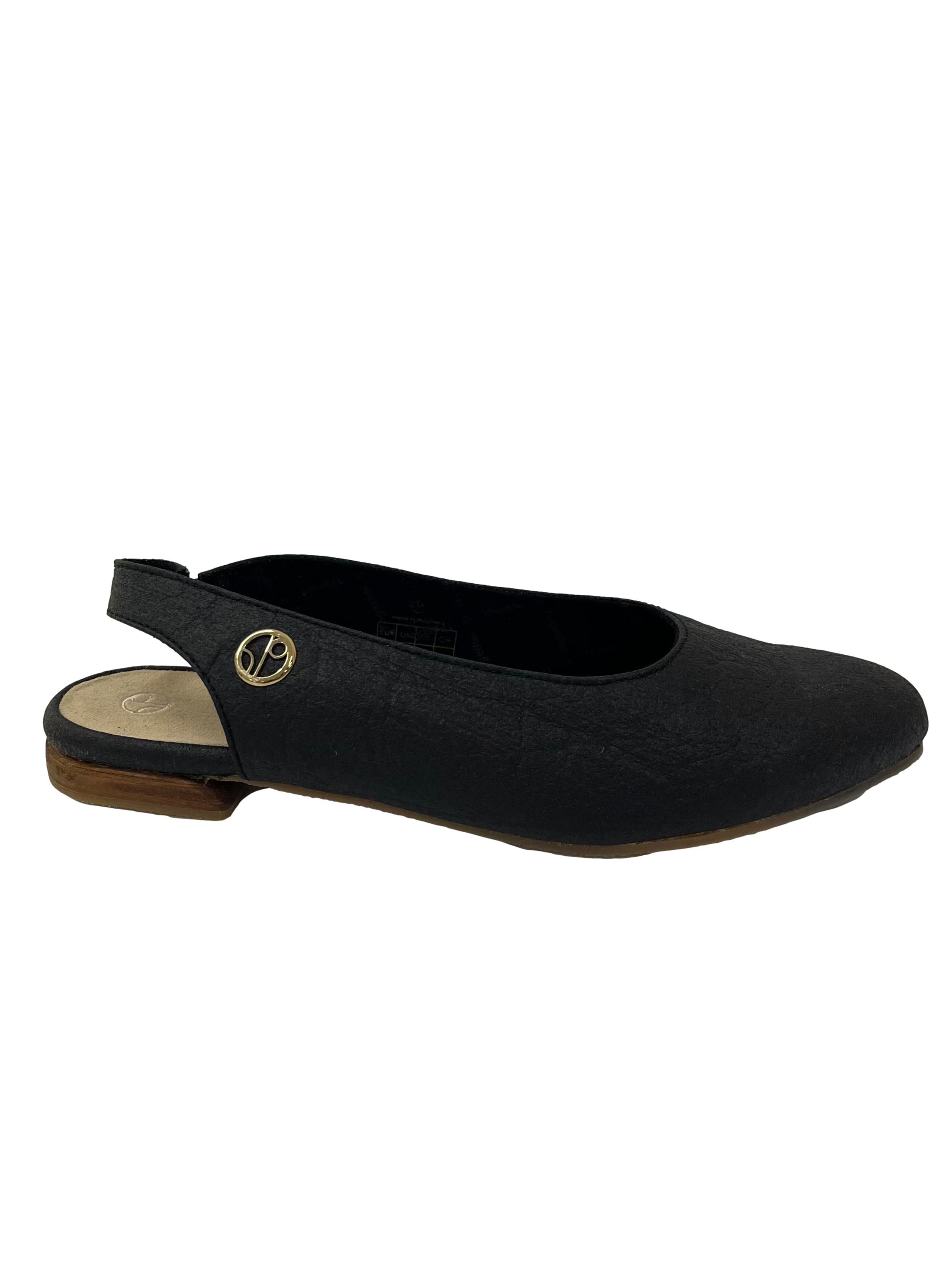 Charcoal Black Cannes Slingback Flat