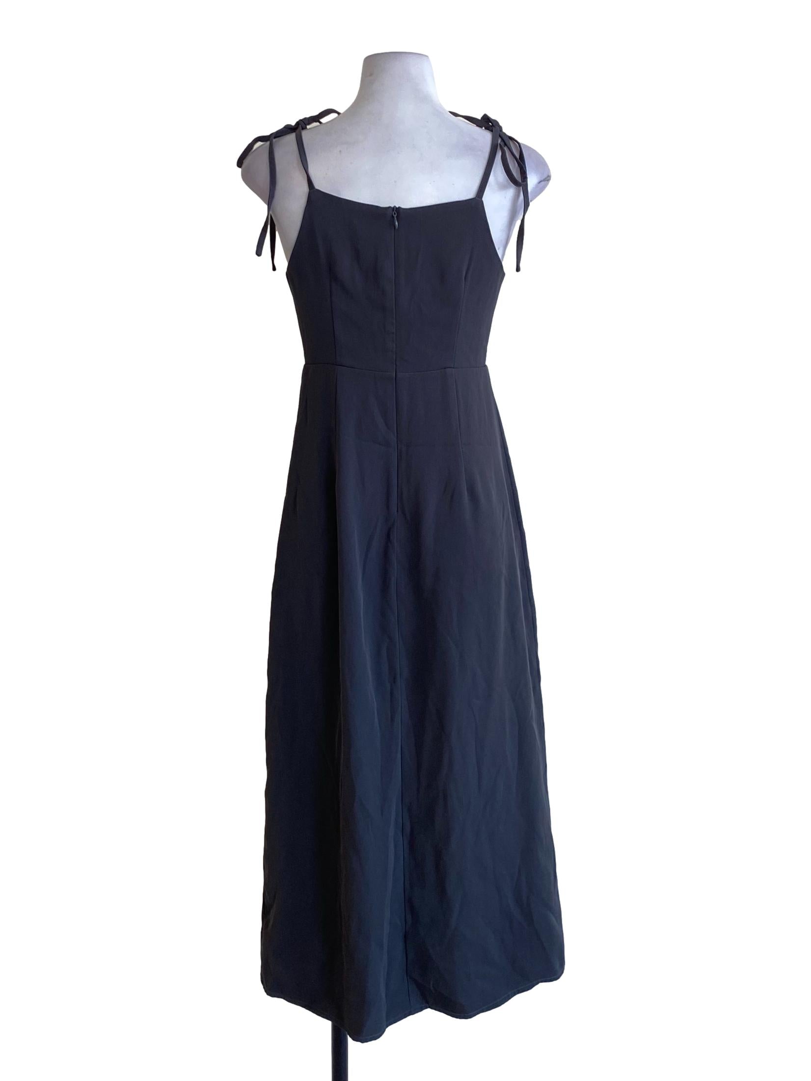 Lead Grey Sweetheart Tie Strap A-Line Dress