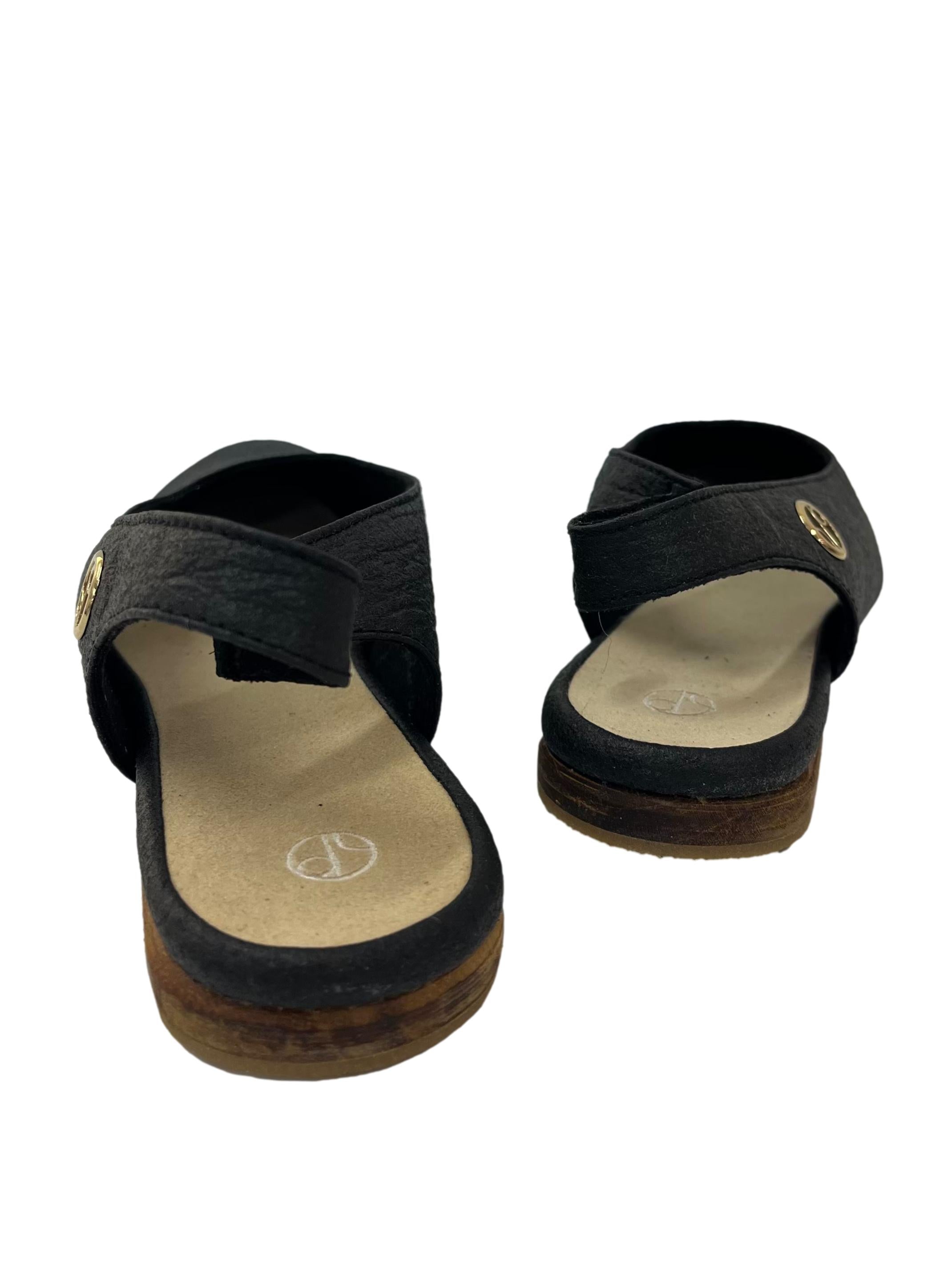 Charcoal Black Cannes Slingback Flat