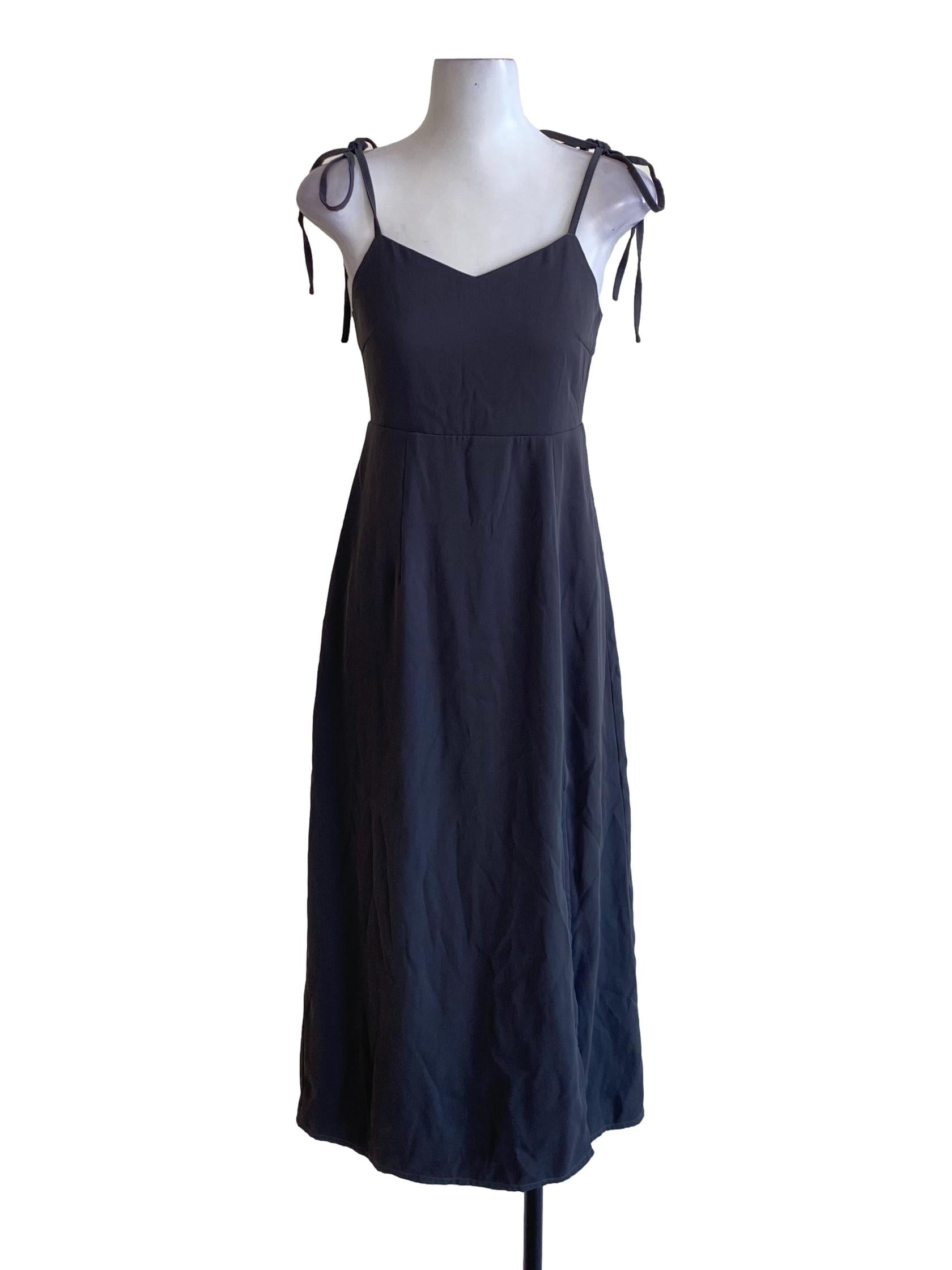 Lead Grey Sweetheart Tie Strap A-Line Dress