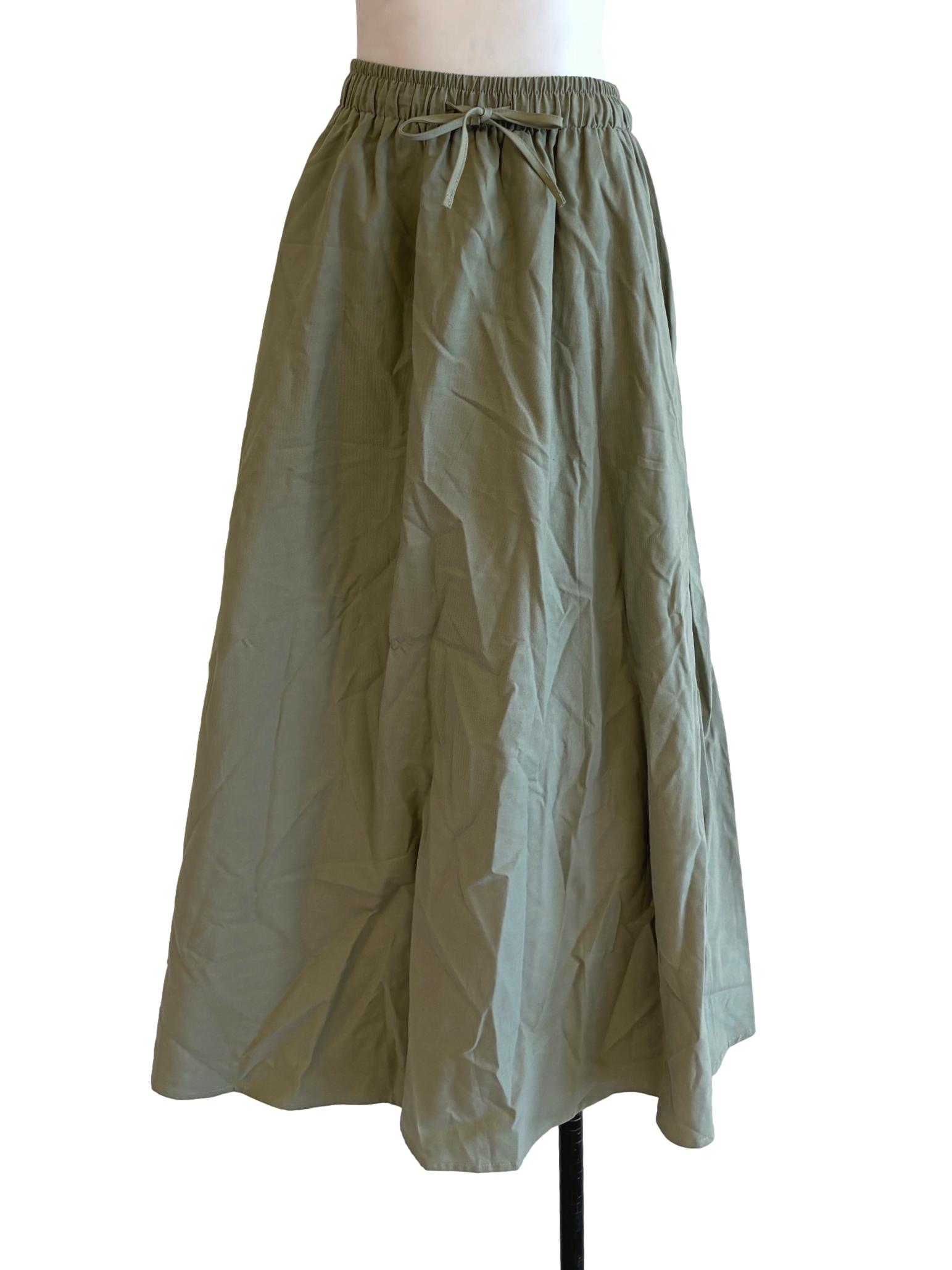 Sage Green Cotton Midi Skirt TEM