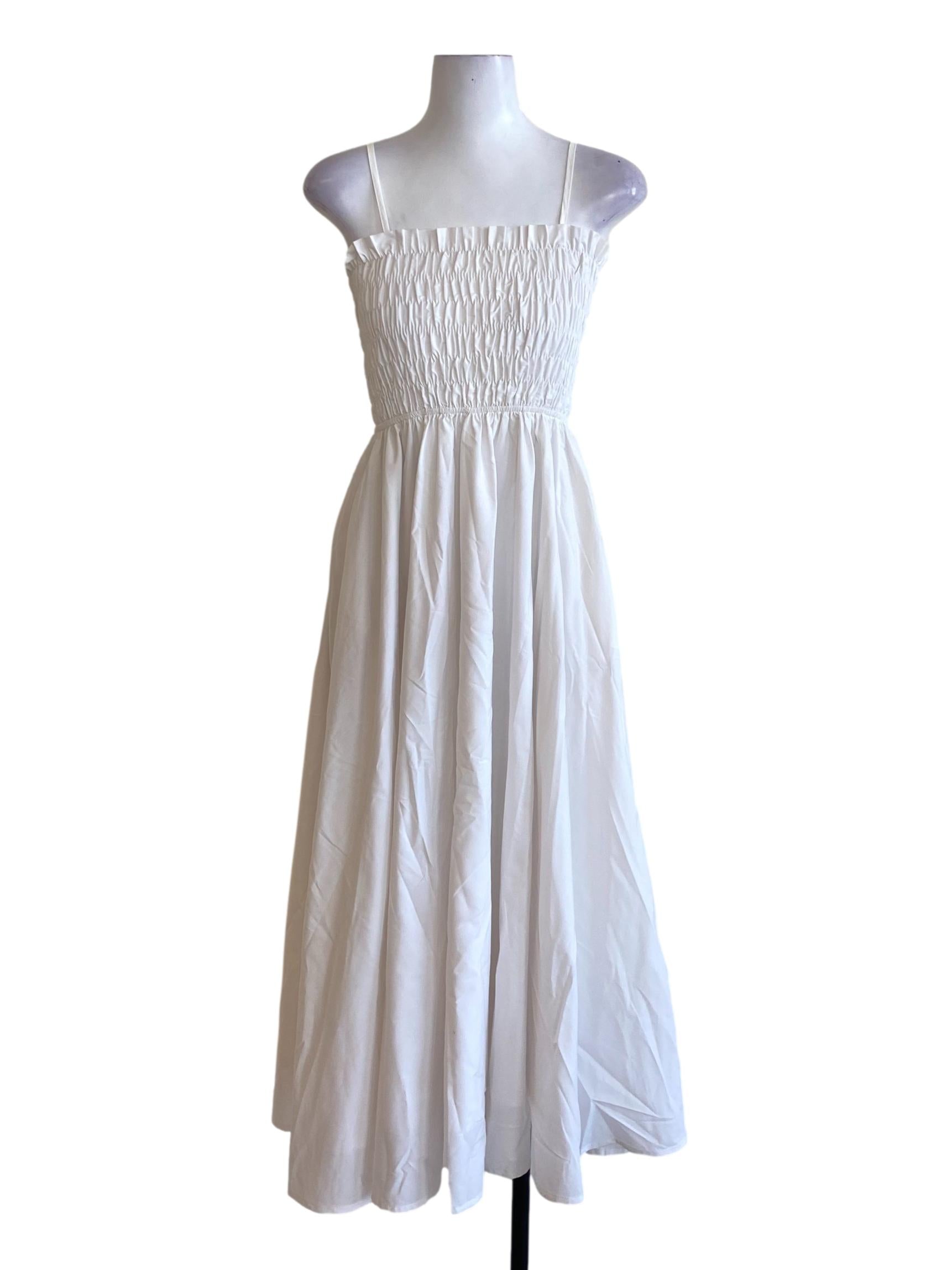 Pearl White Spaghetti Strap A-Line Dress