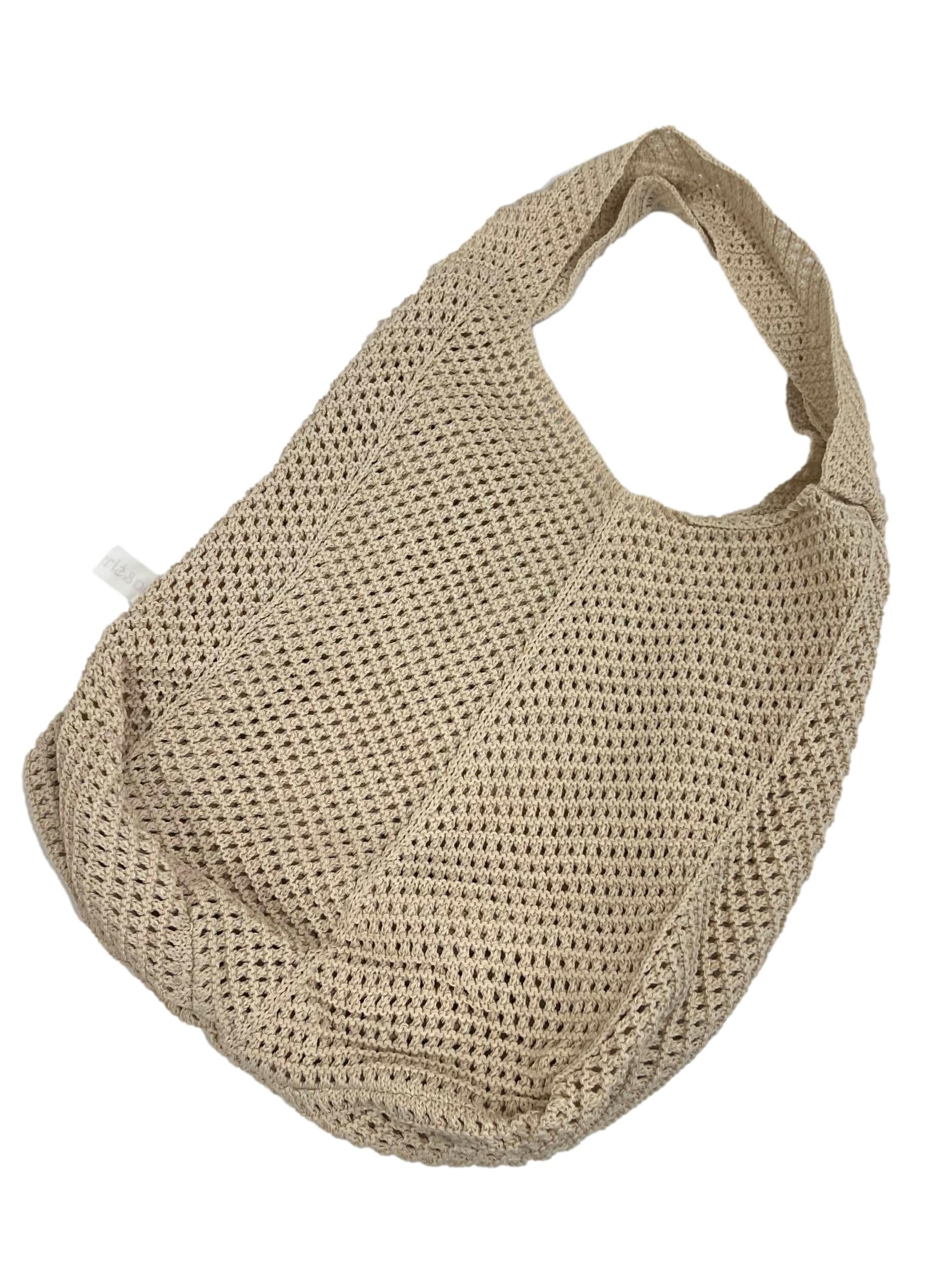 Beige Aro Crochet Tote Bag