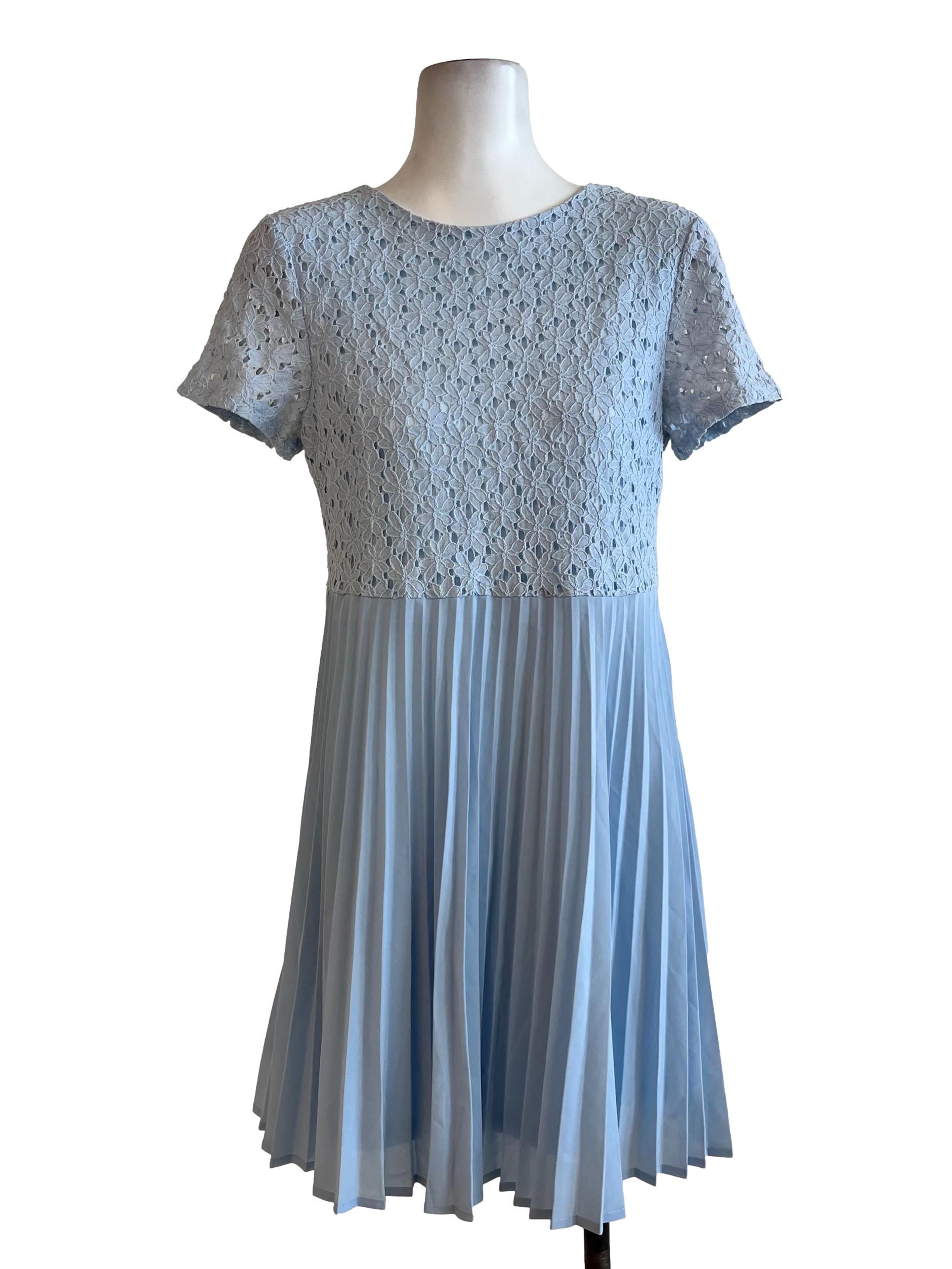 Light Blue Round Neck Dress