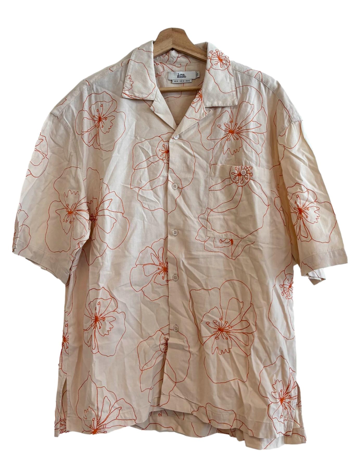 Beige Orange Floral Print Shirt