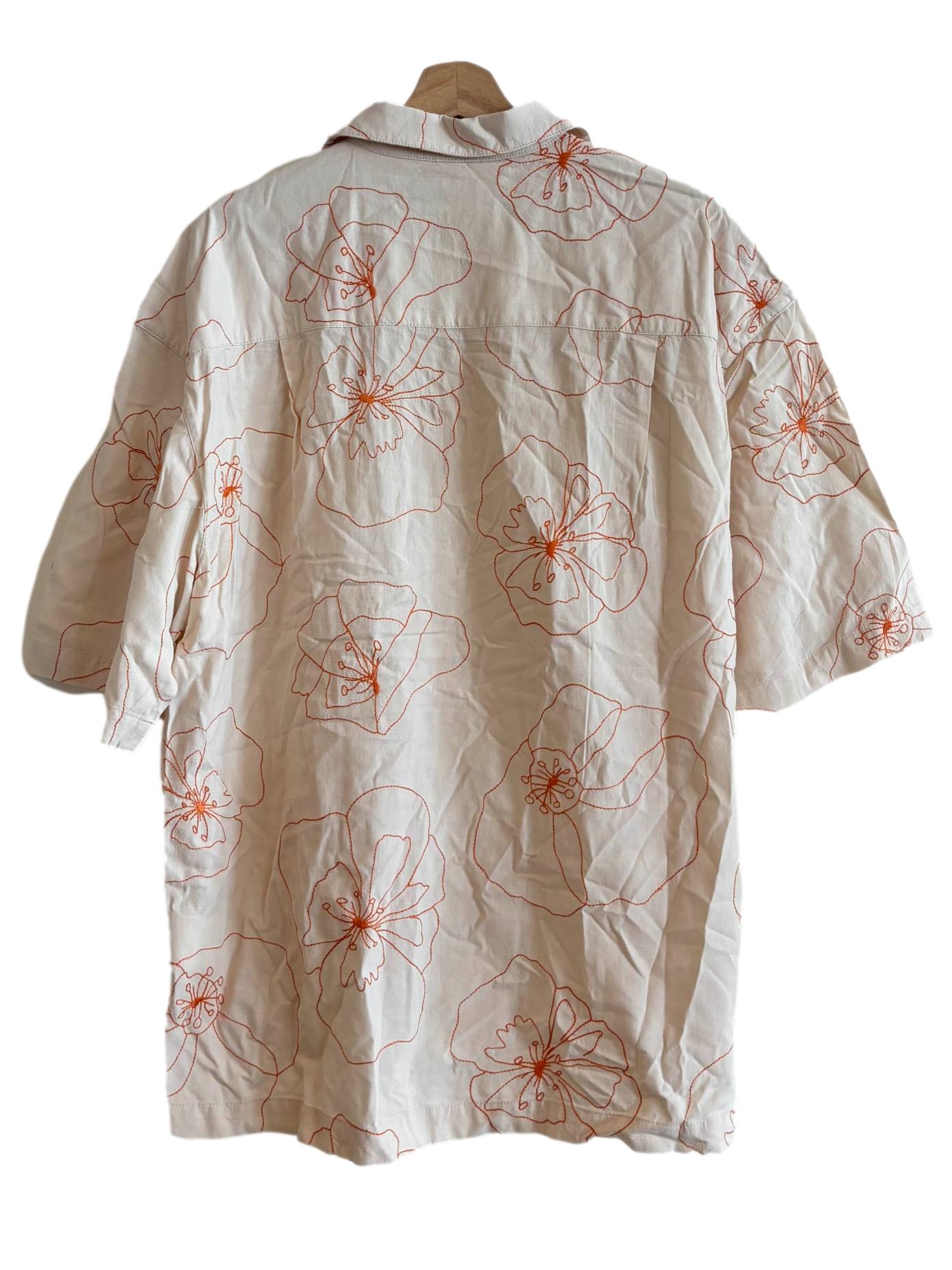 Beige Orange Floral Print Shirt