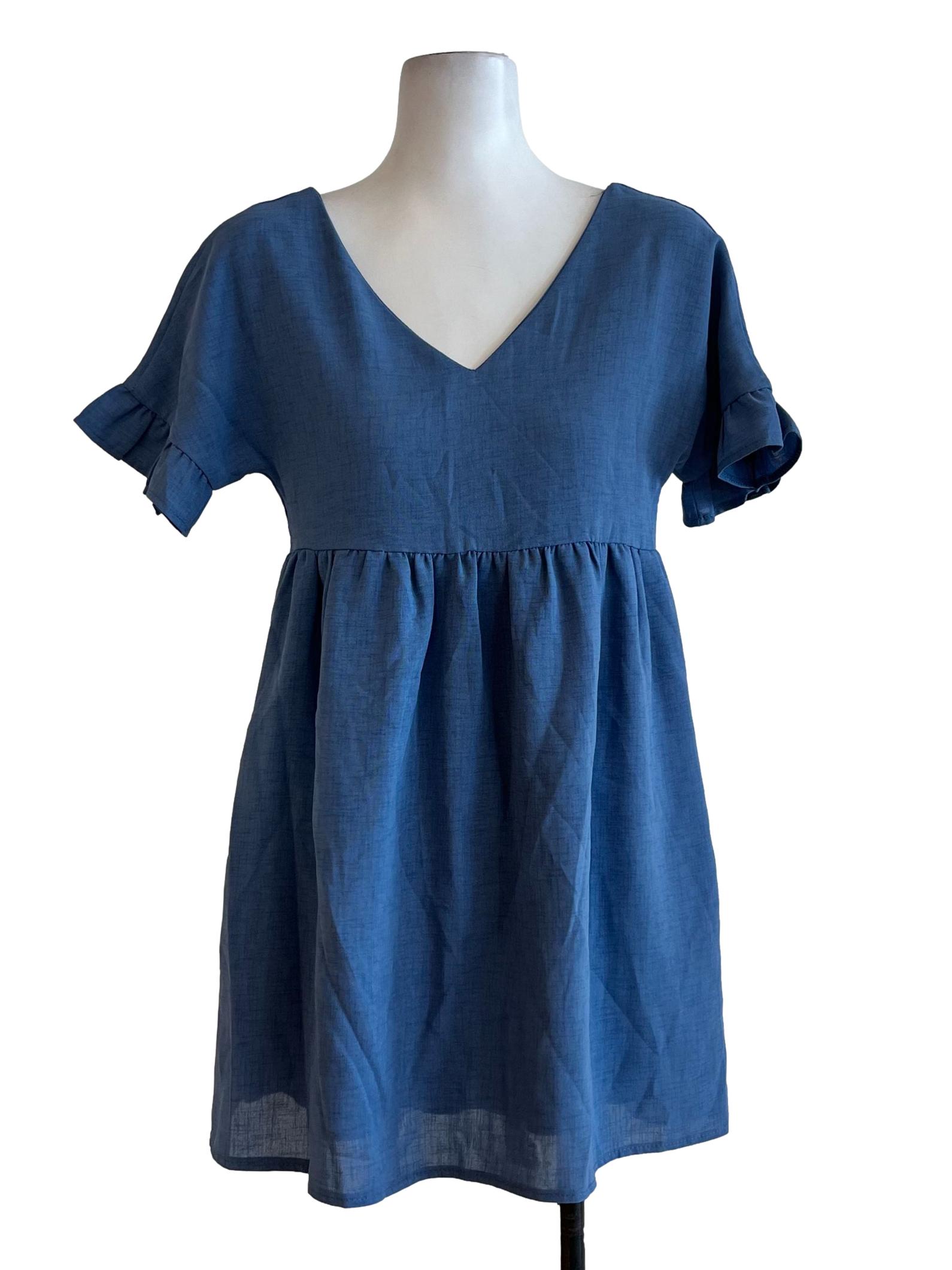 Blue Shorts Sleeves Dress