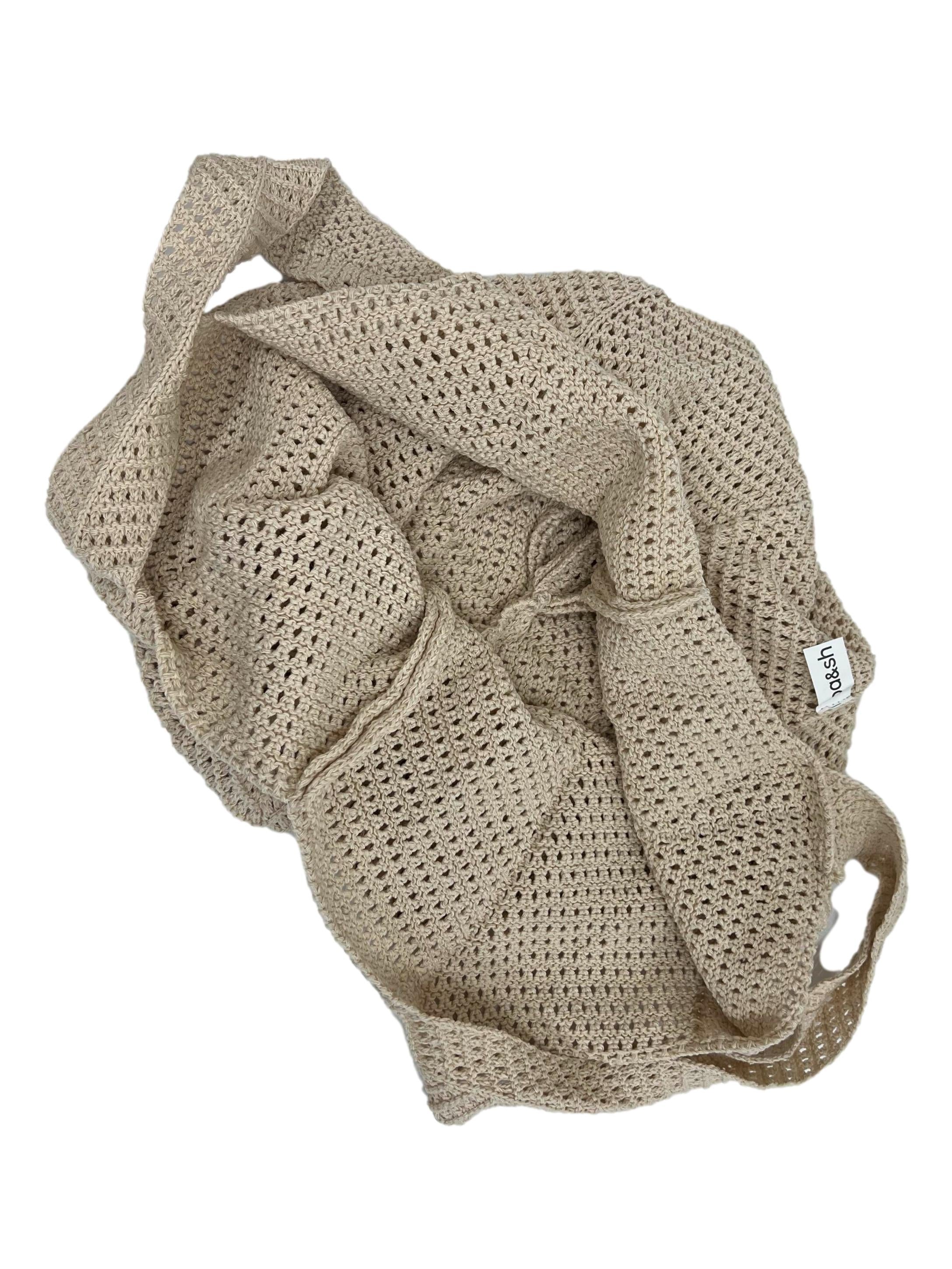 Beige Aro Crochet Tote Bag
