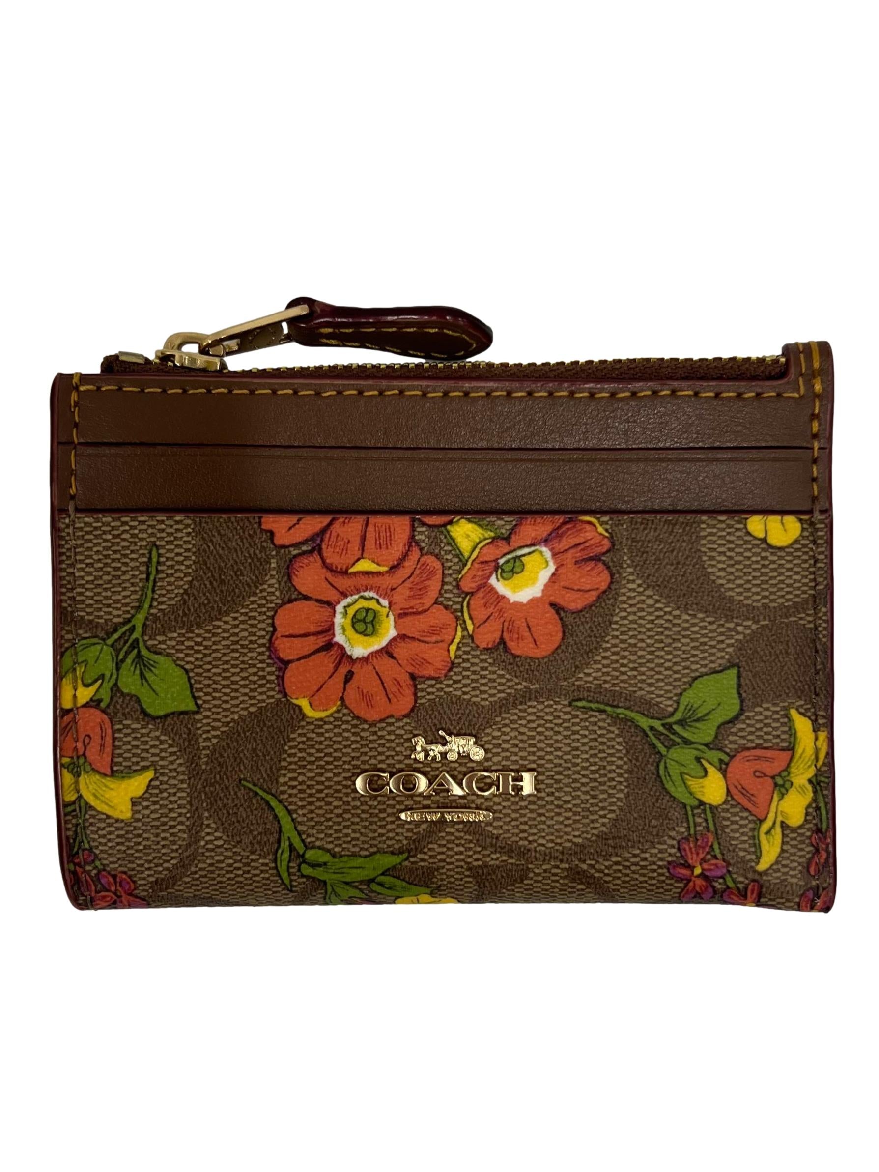 Khaki Mini Id Skinny Signature Floral Wallet
