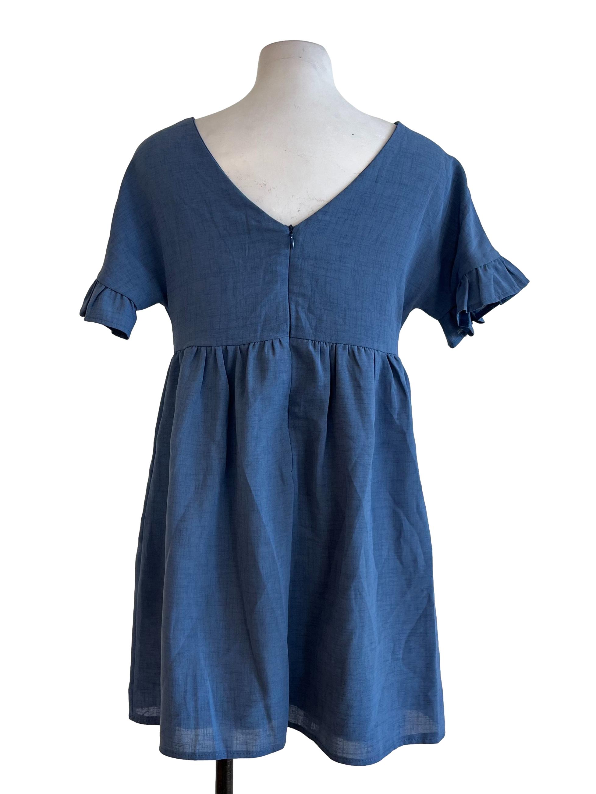 Blue Shorts Sleeves Dress