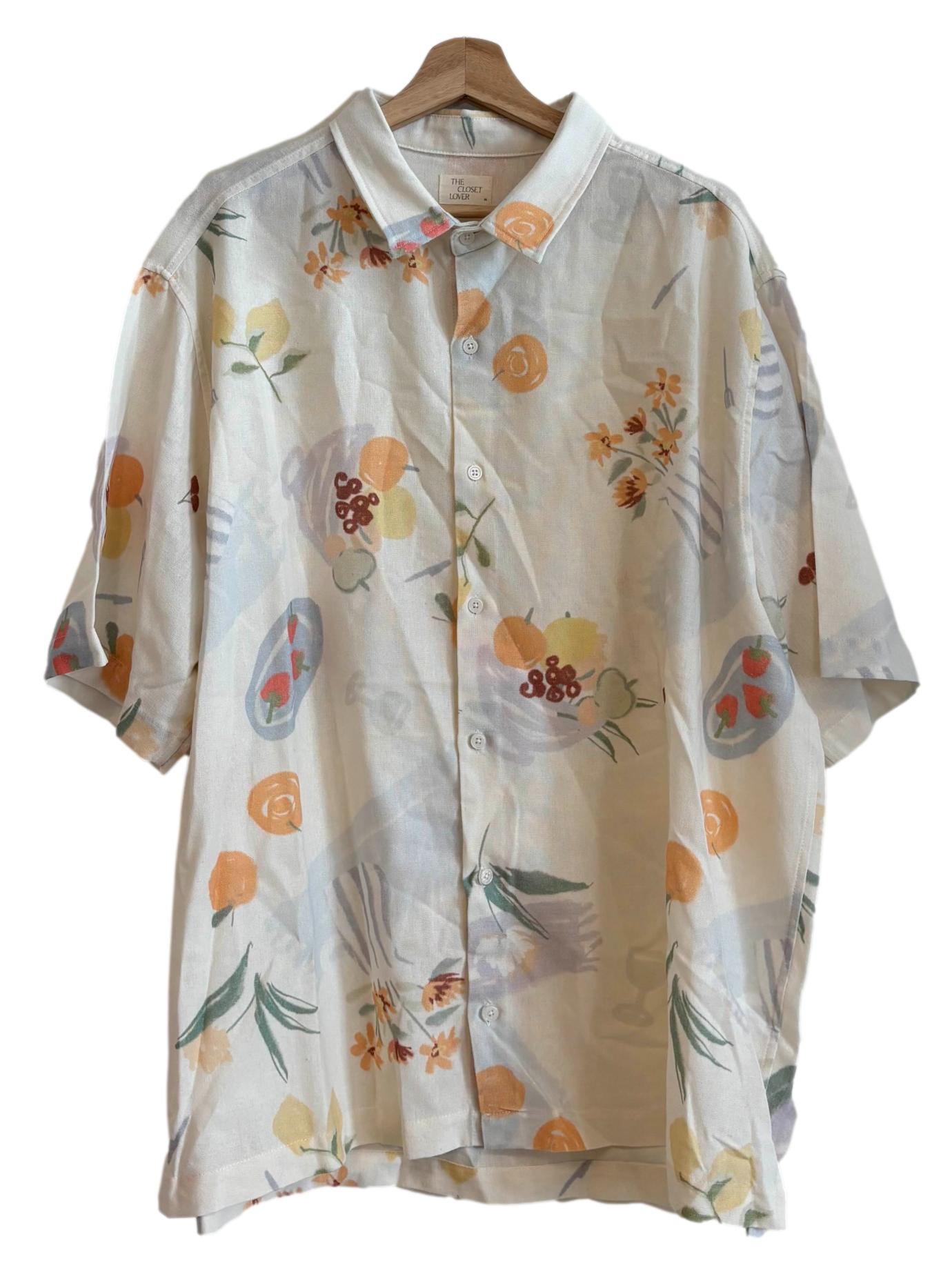 Ivory White Cotton Patterned Shirt