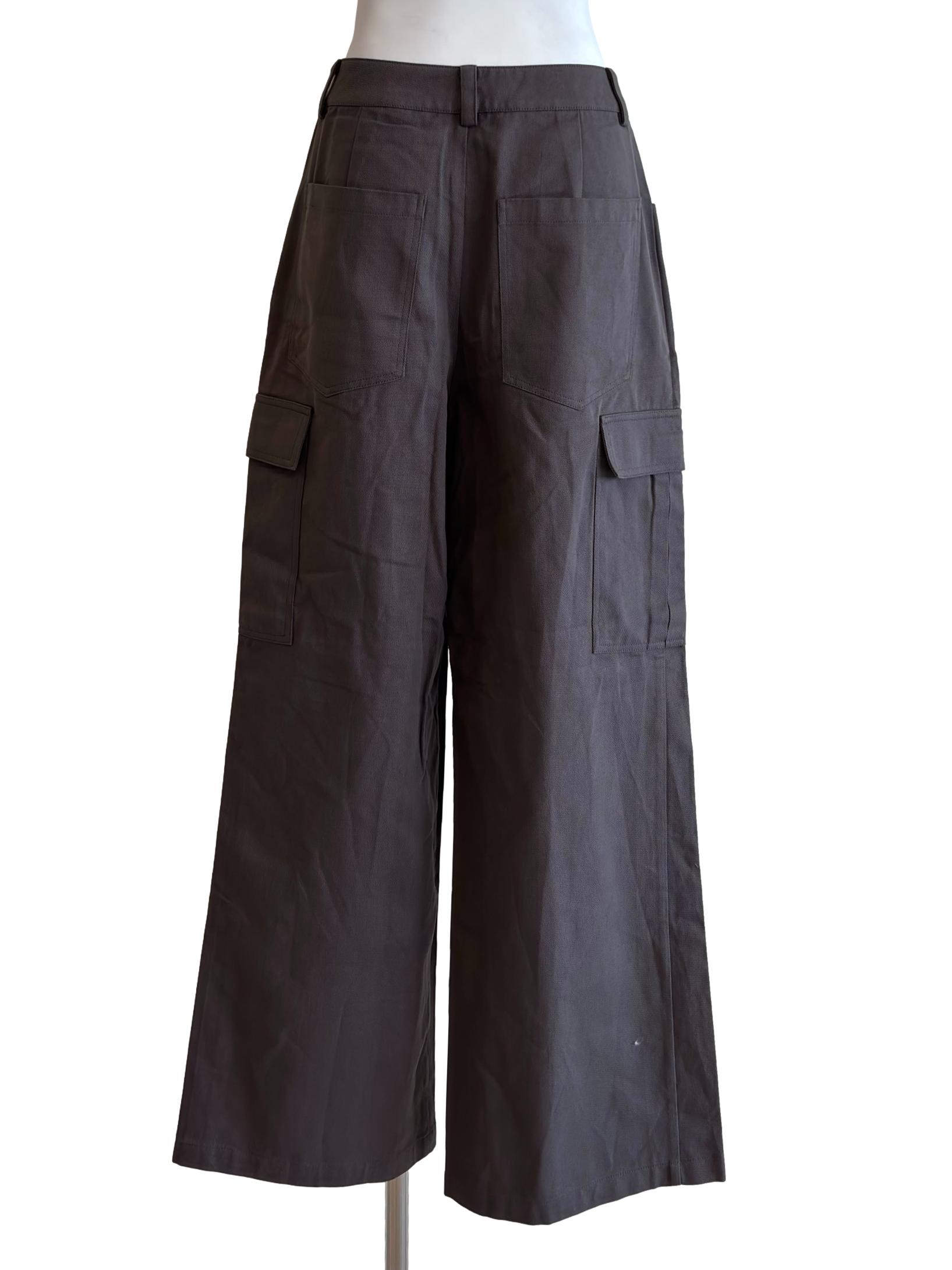 Ash Grey Wide Cargo Pants