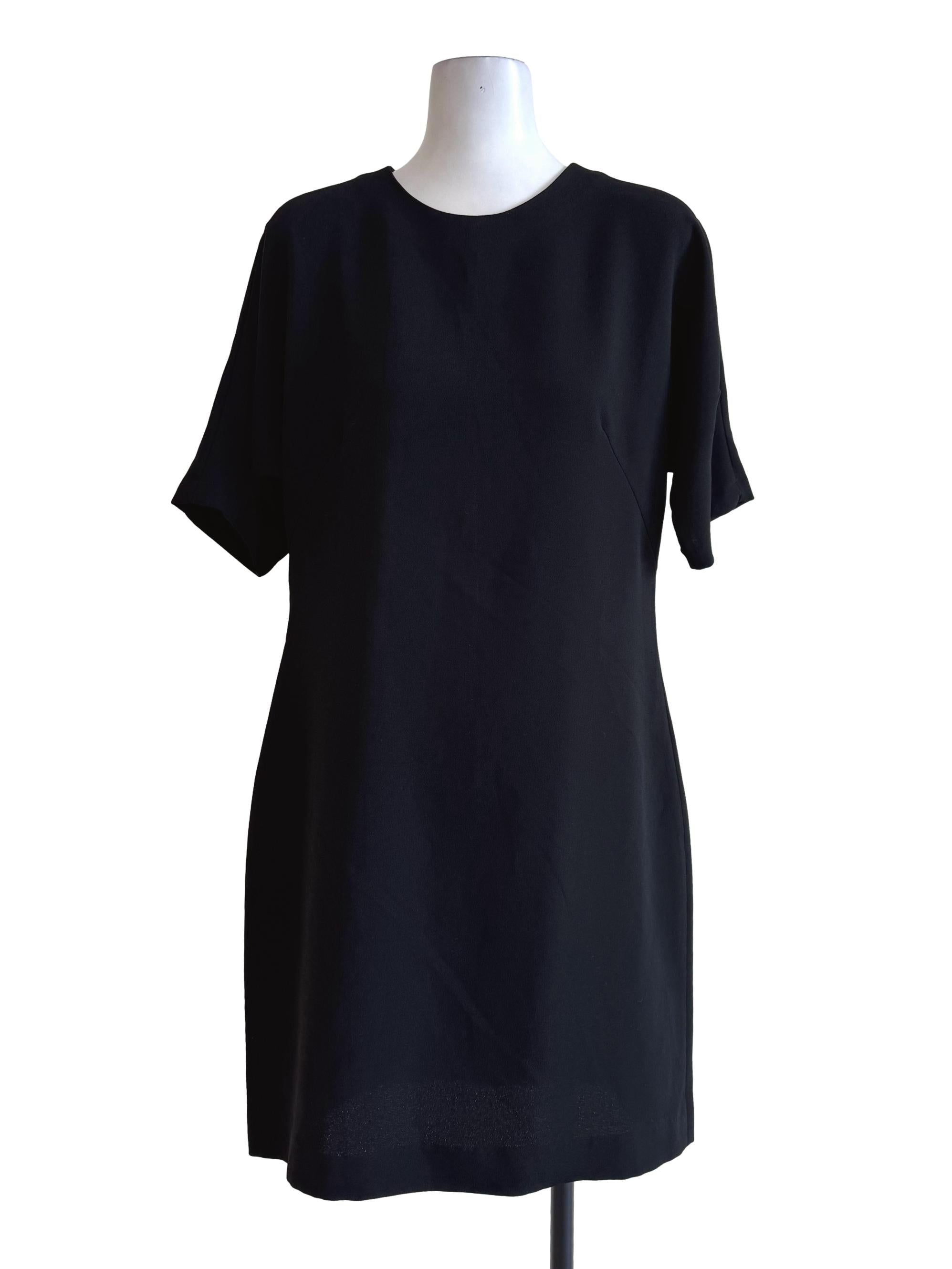Textured Black Short Sleeve Shirt Dress
