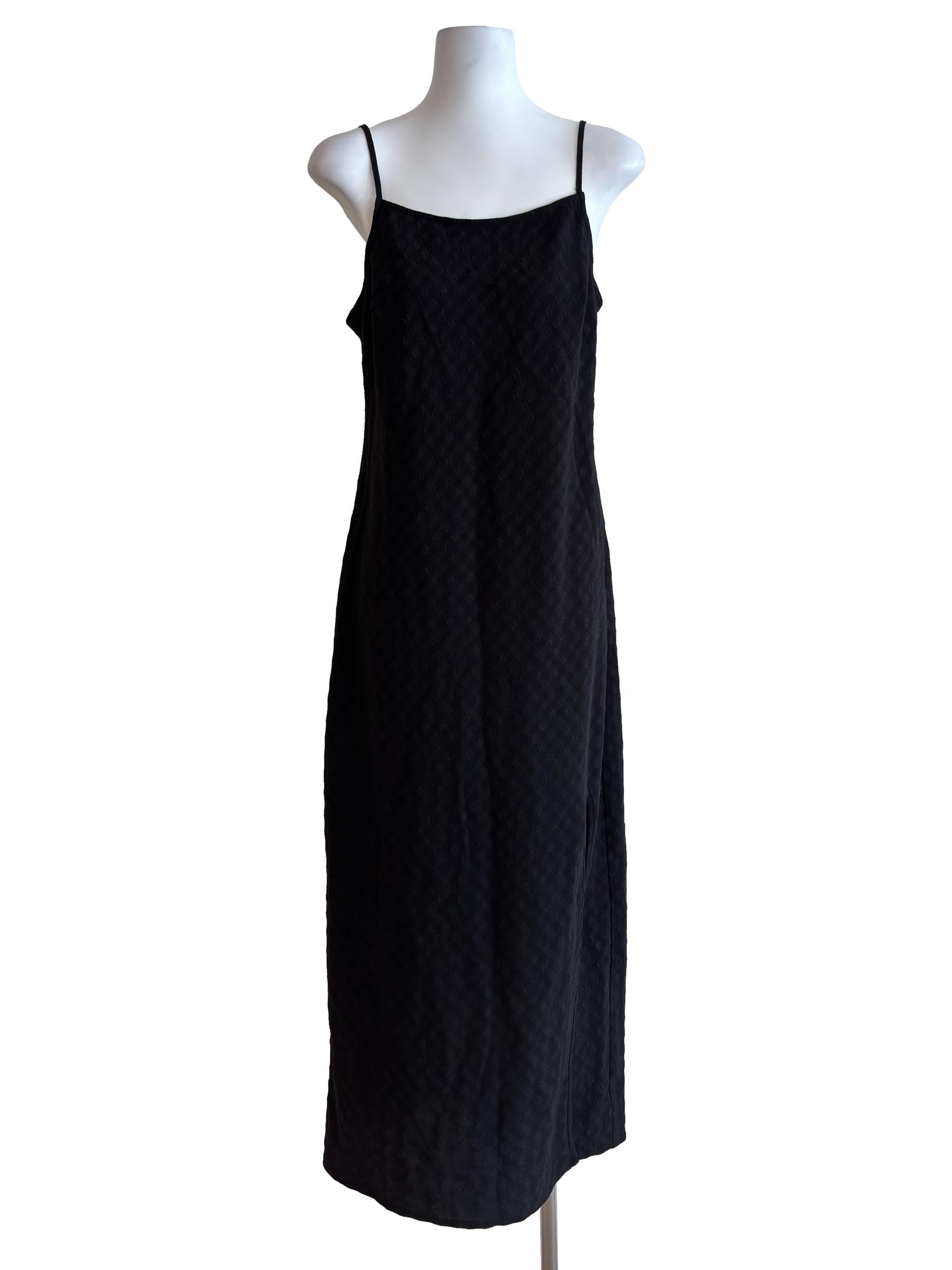 Black Patterned Slip Maxi Dress