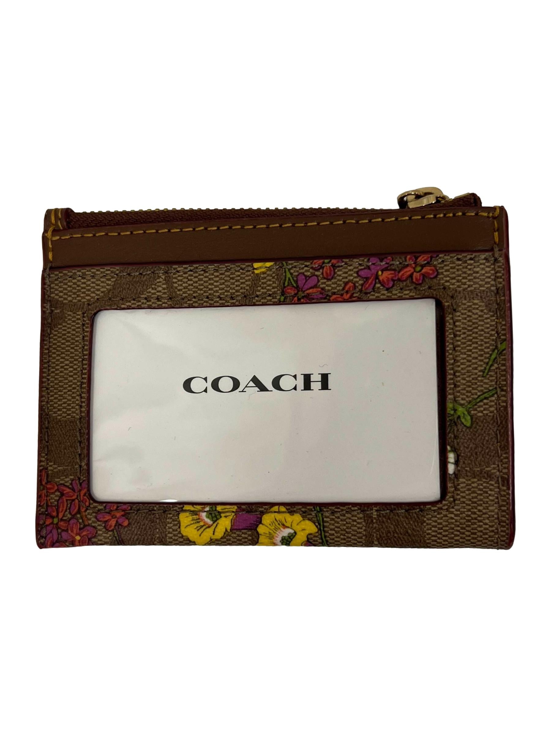 Khaki Mini Id Skinny Signature Floral Wallet