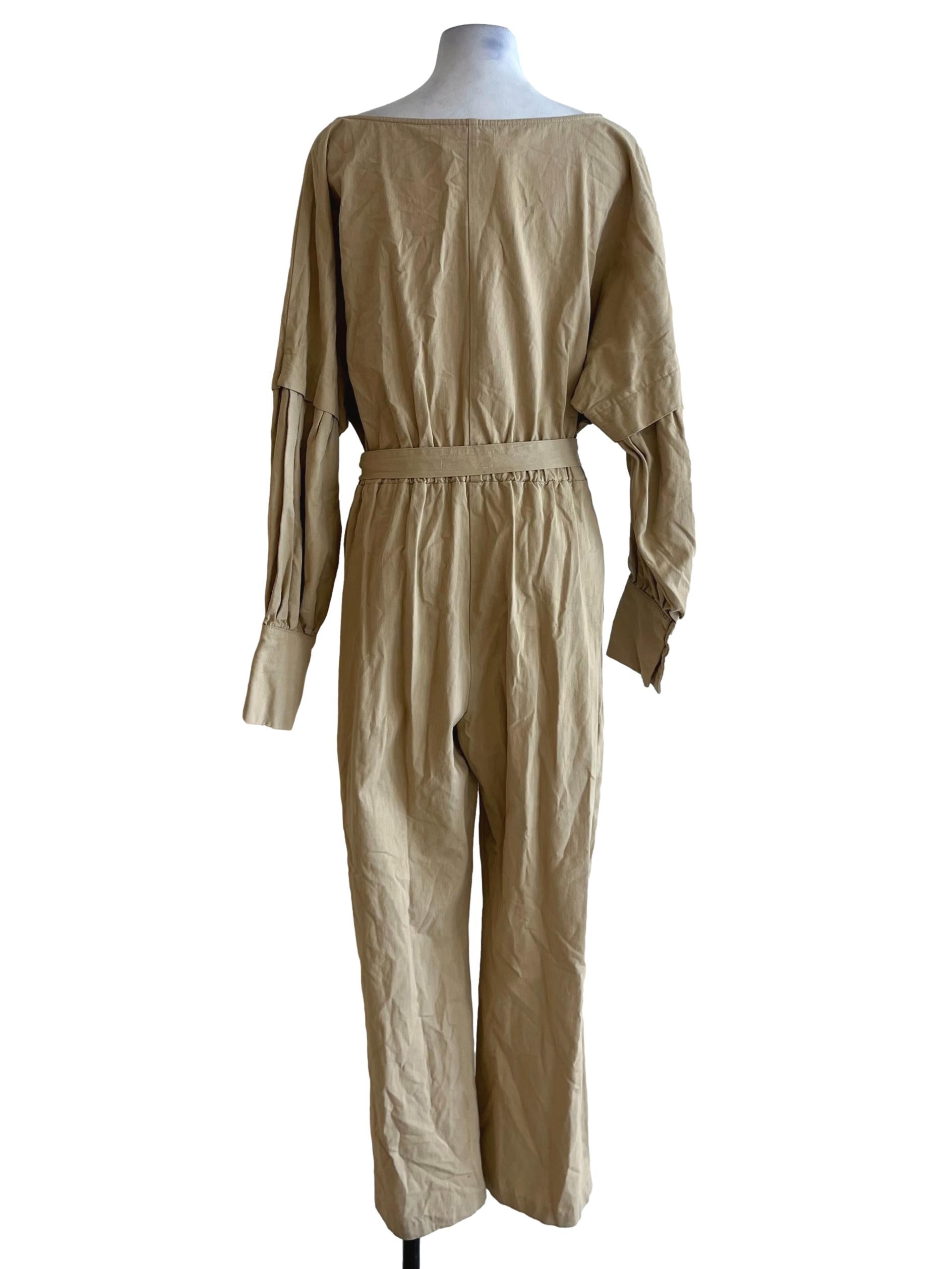 Beige V-Neckline Jumpsuit