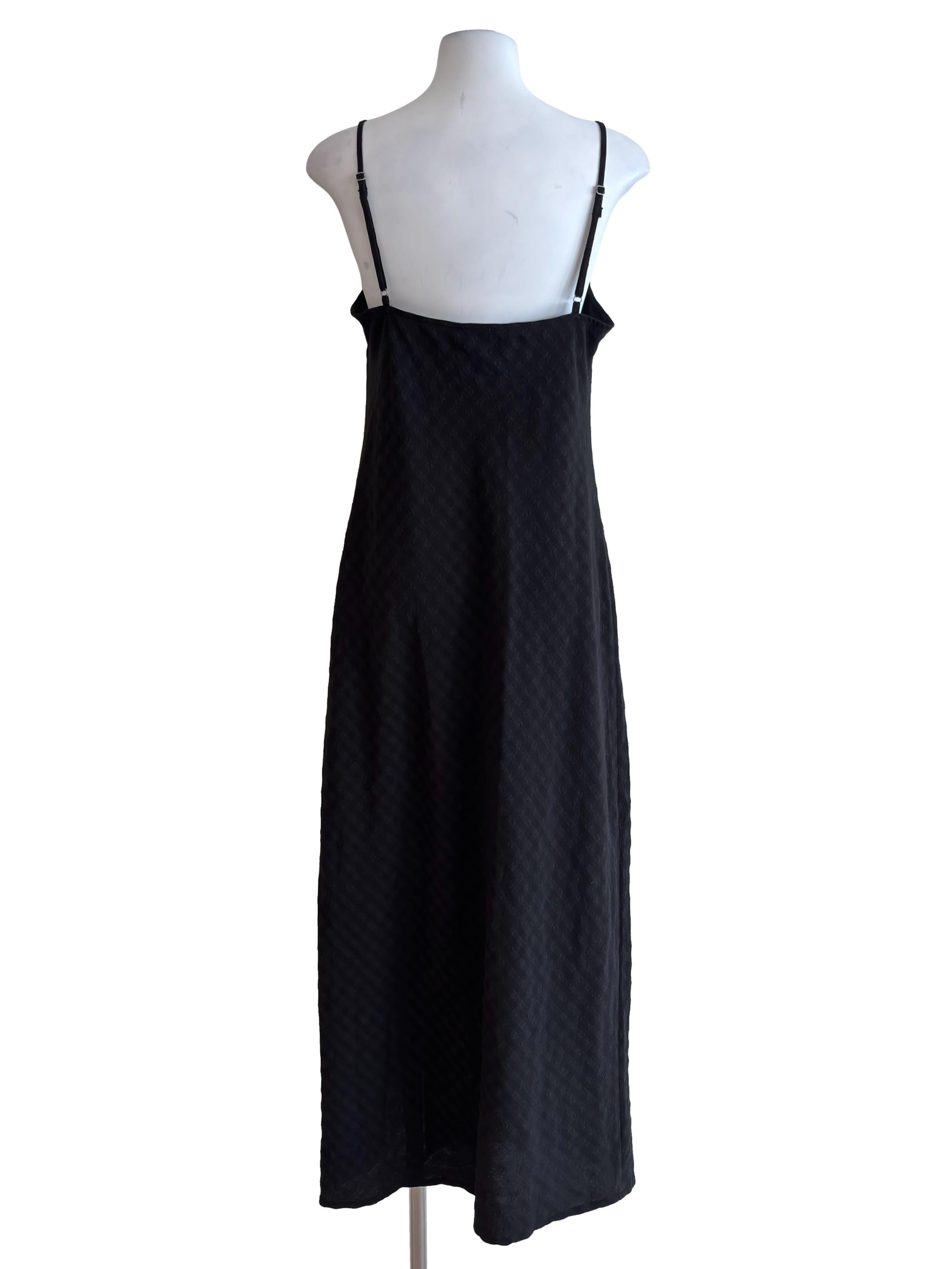 Black Patterned Slip Maxi Dress