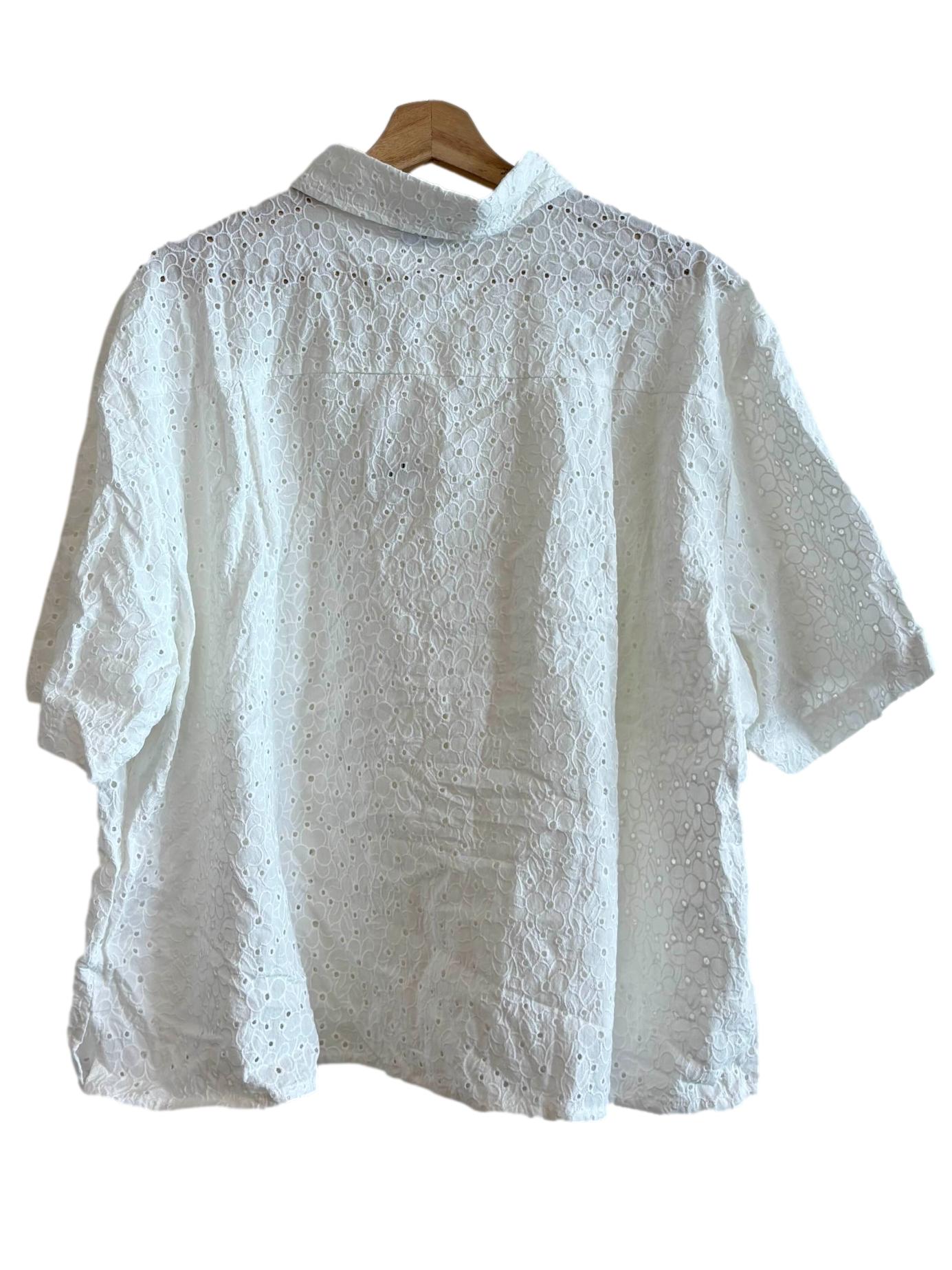 Powder White Embroidered Cotton Shirt