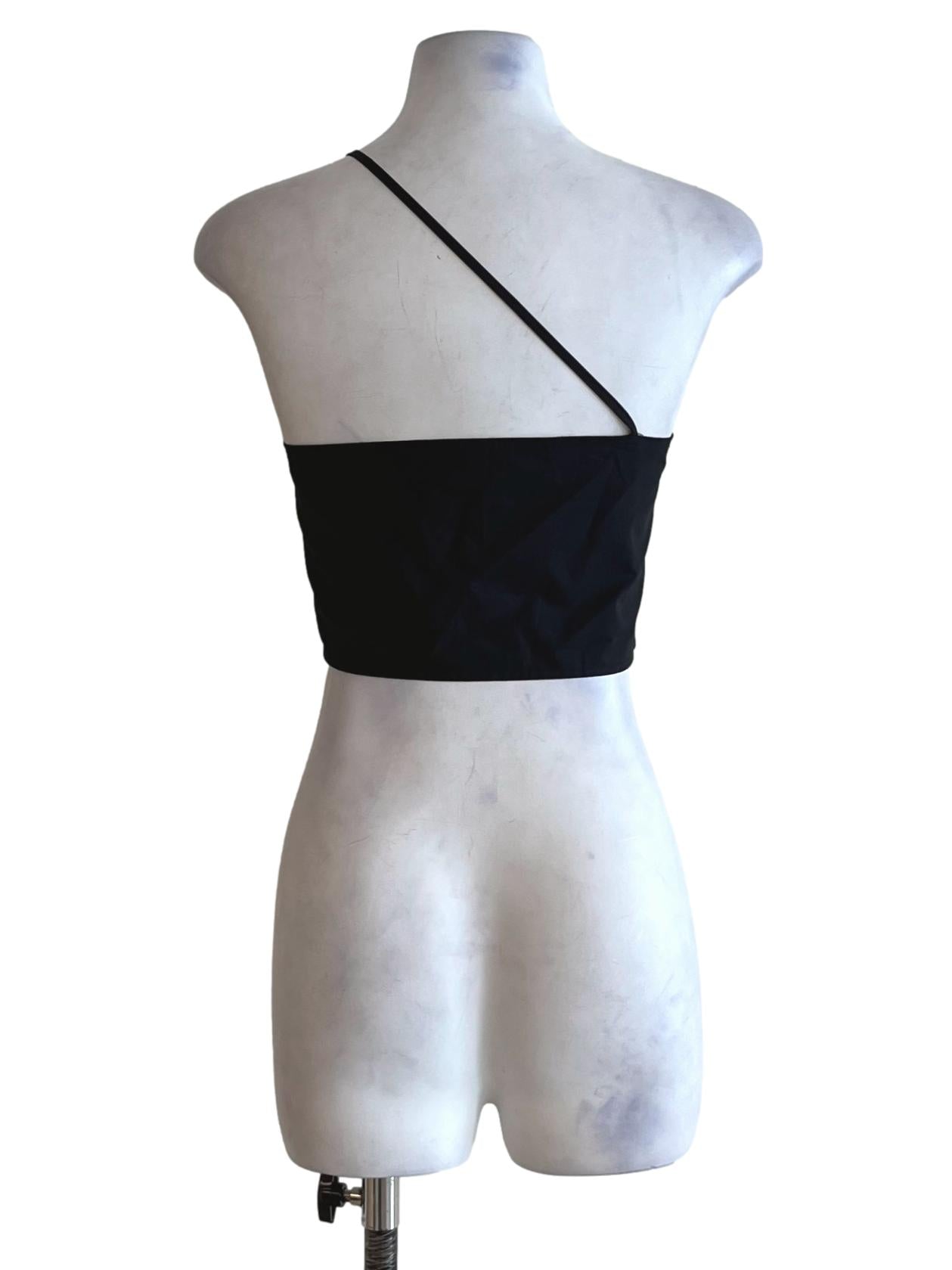 Black Asymmetrical Neckline Sleeveless Top