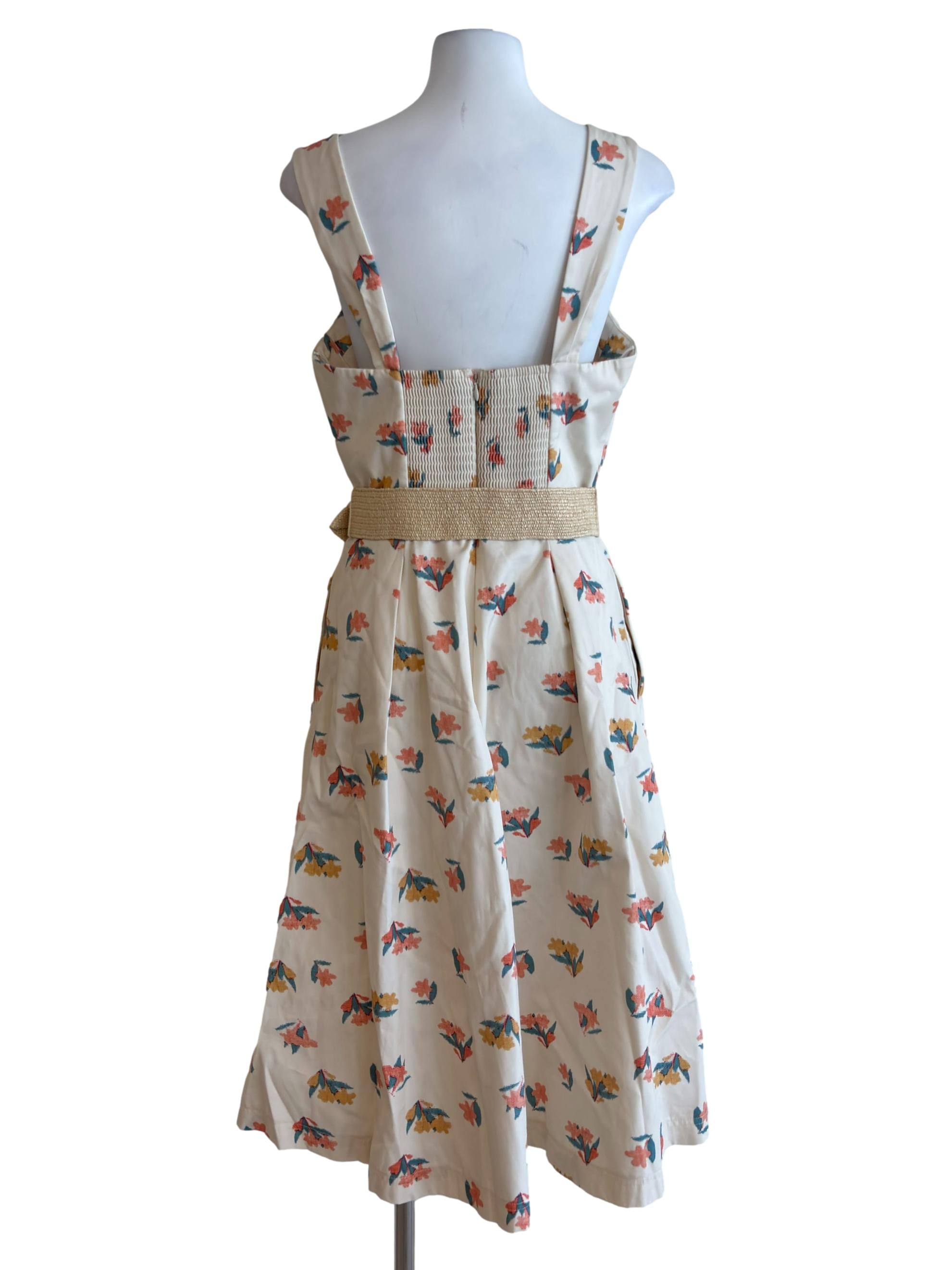 Light Beige Floral Prints Hadi Midi Dress
