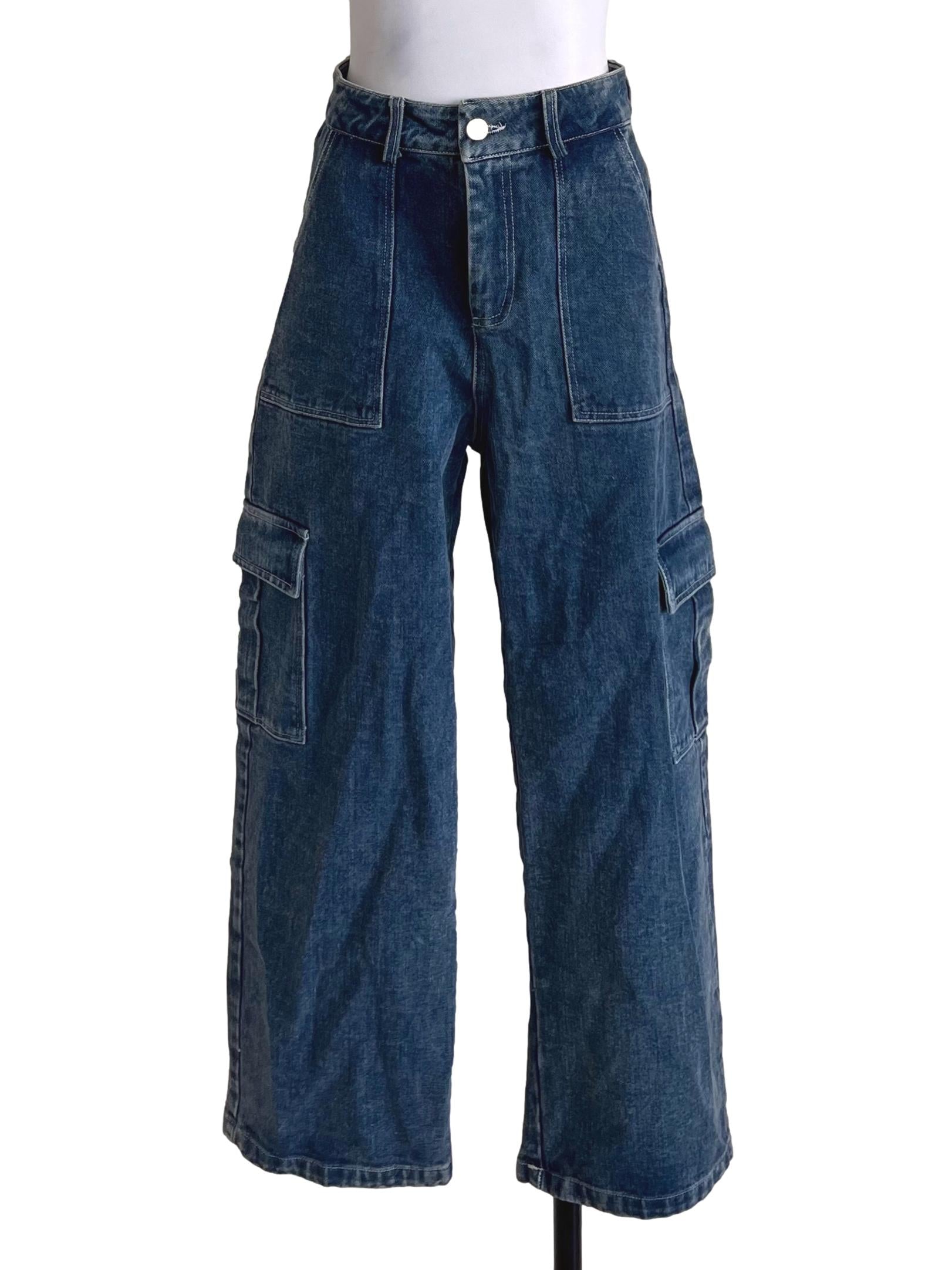 Denim Blue Cargo Jeans