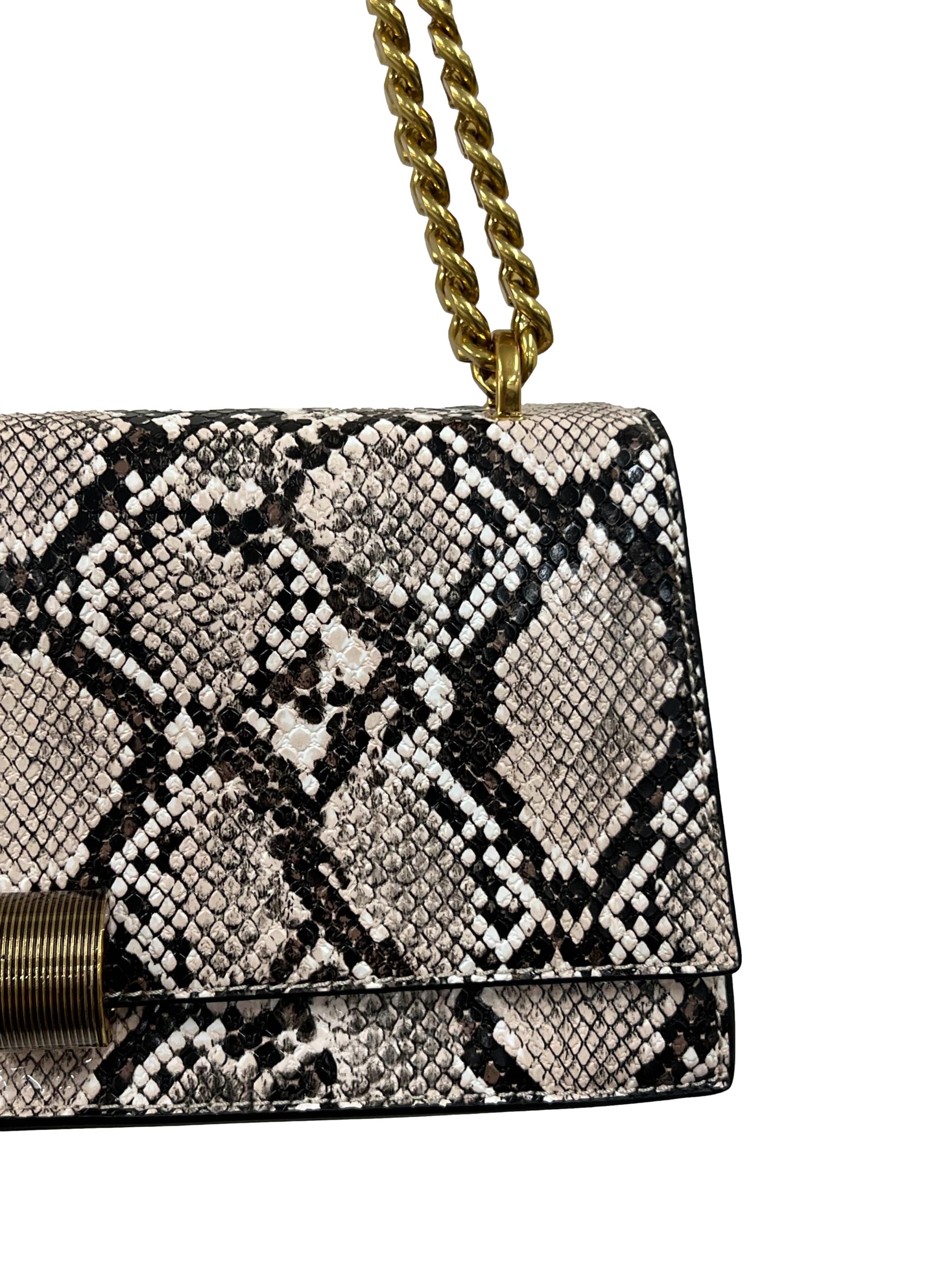 Chalk Chain Strap Snake Trapeze Bag
