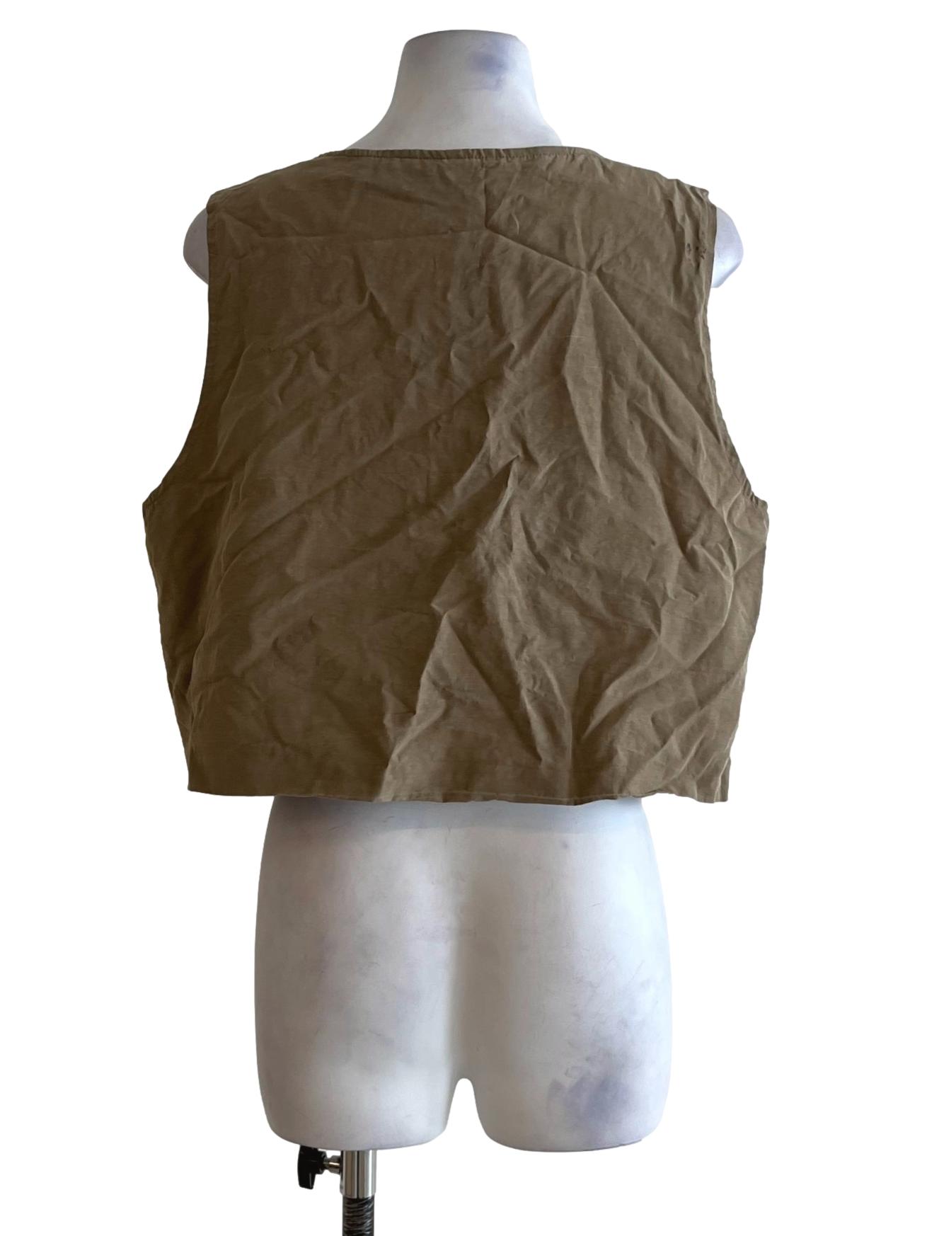 Peanut Brown V-Neckline Cropped Vest