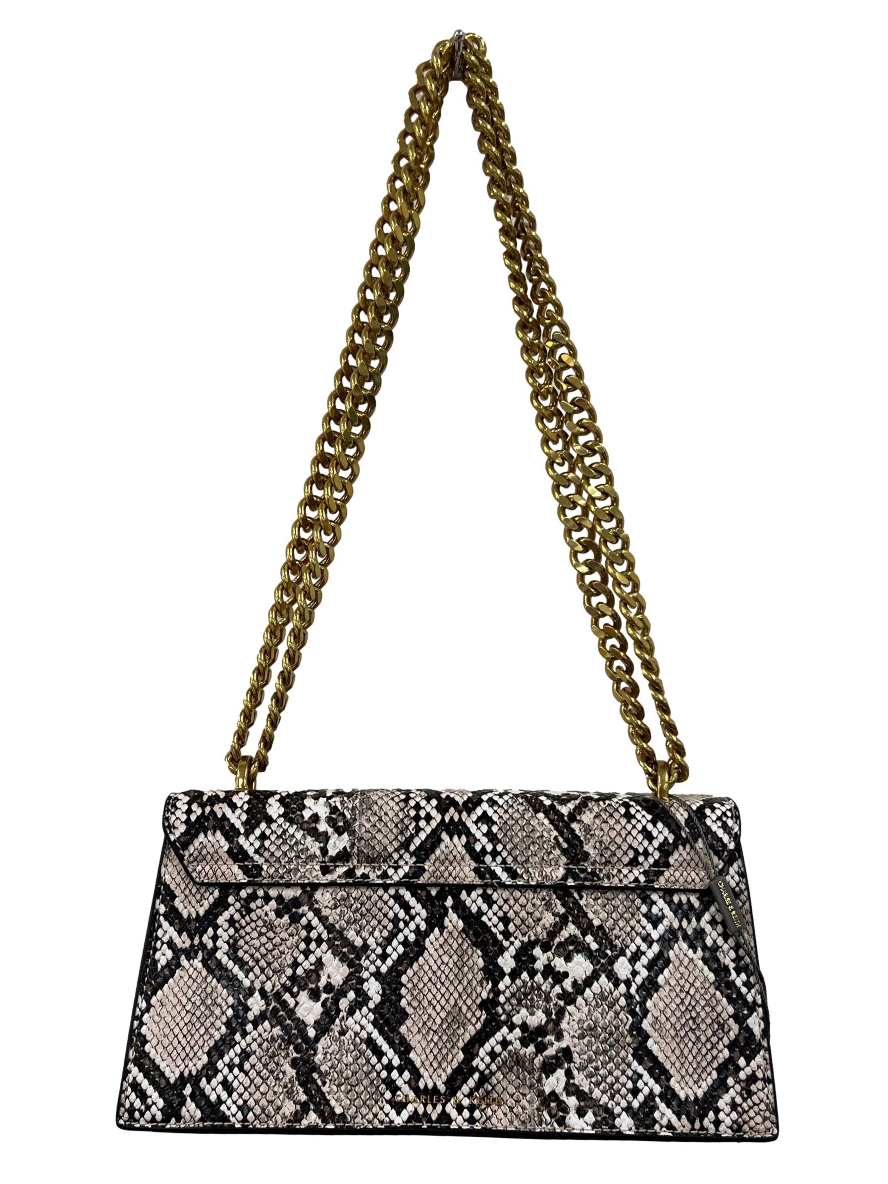 Chalk Chain Strap Snake Trapeze Bag