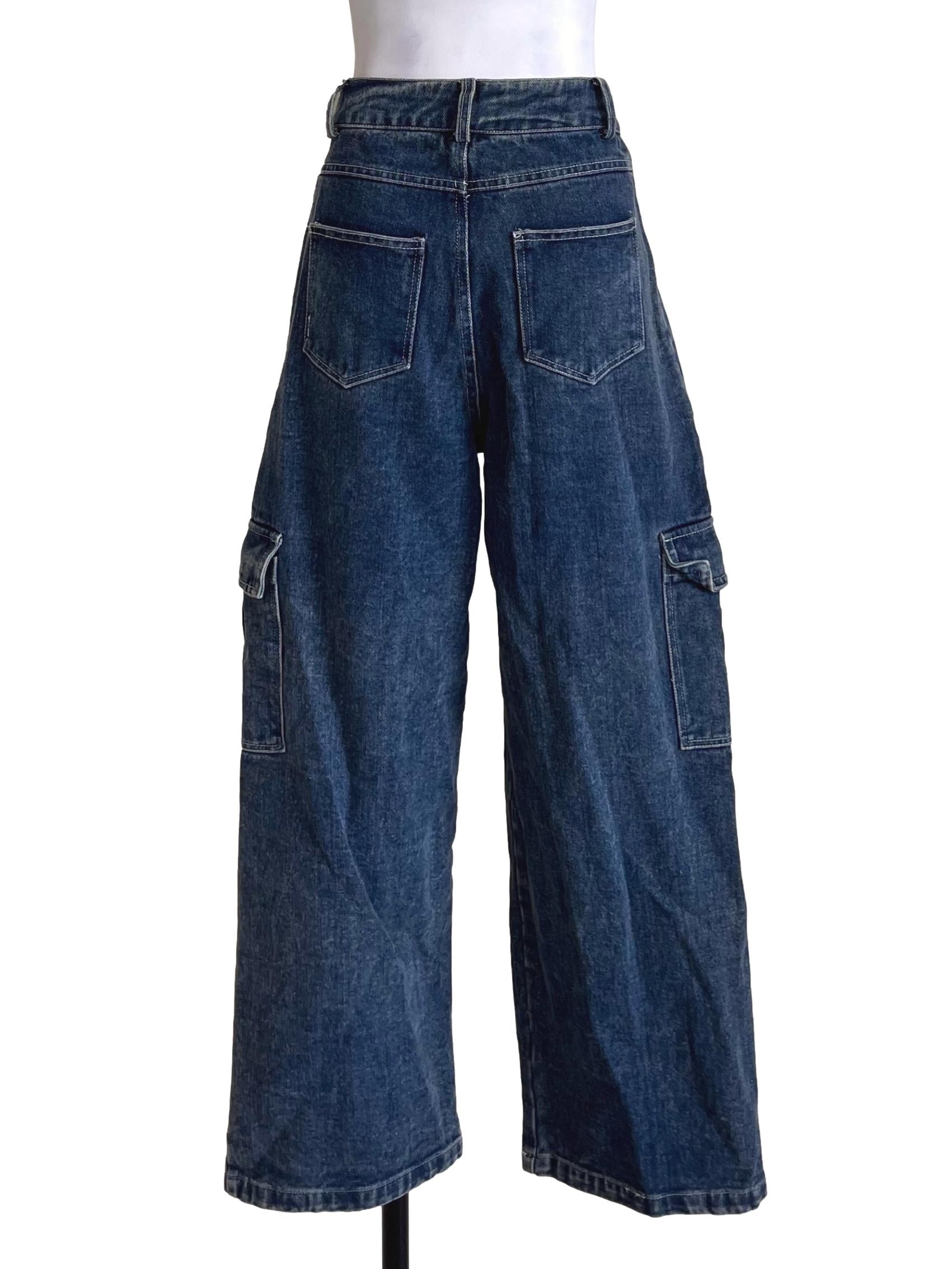 Denim Blue Cargo Jeans