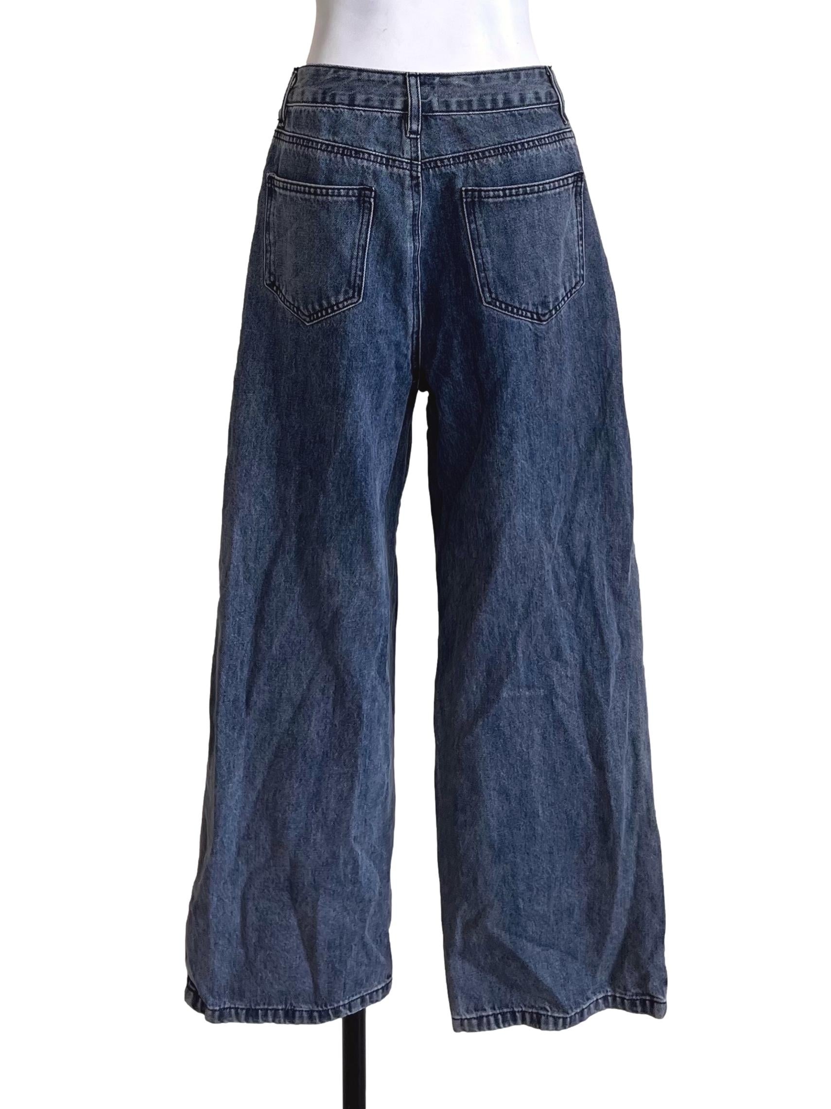 Denim Blue Wide Leg Jeans