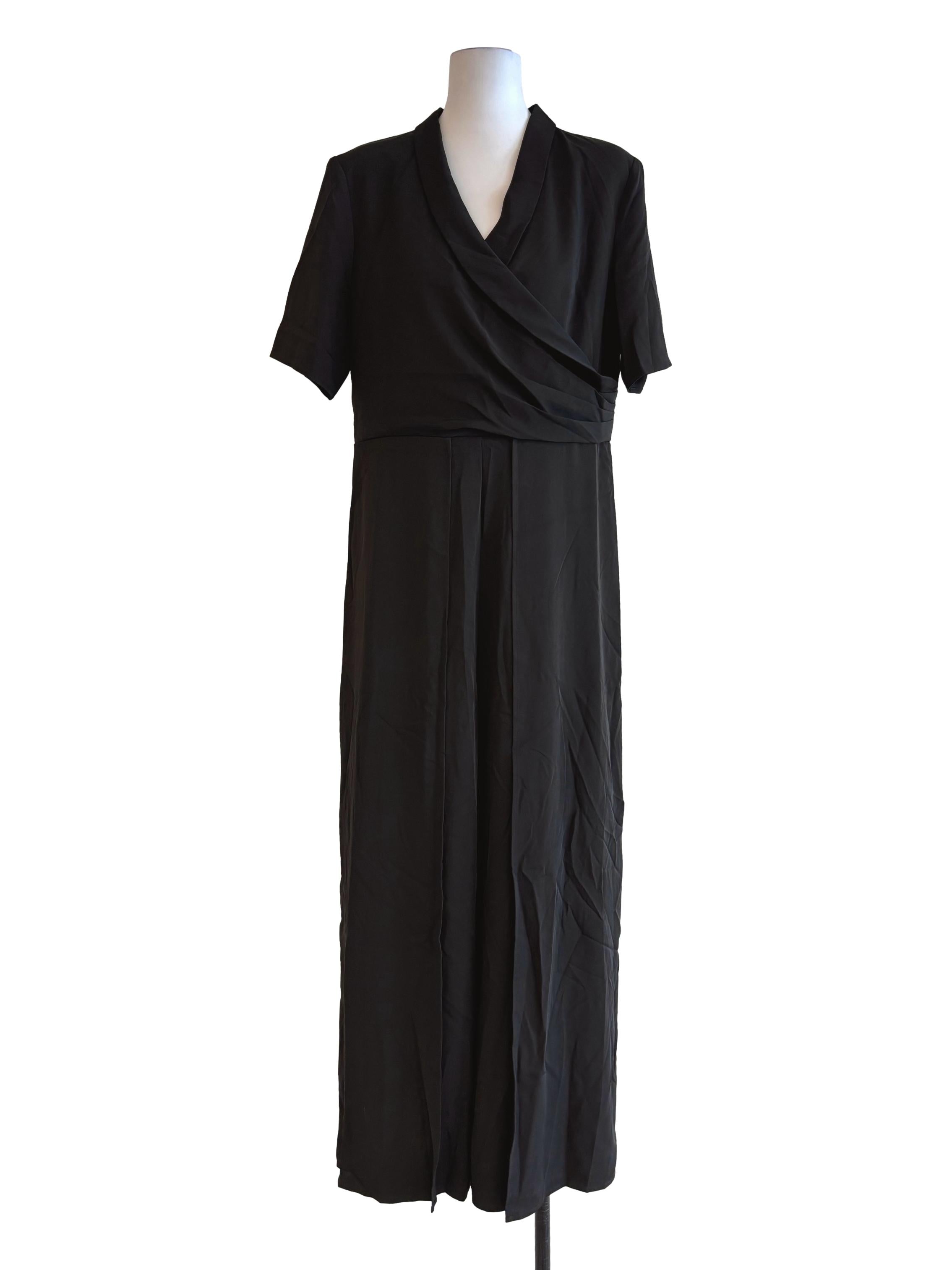 Jet Black Surplice Jumpsuit LB