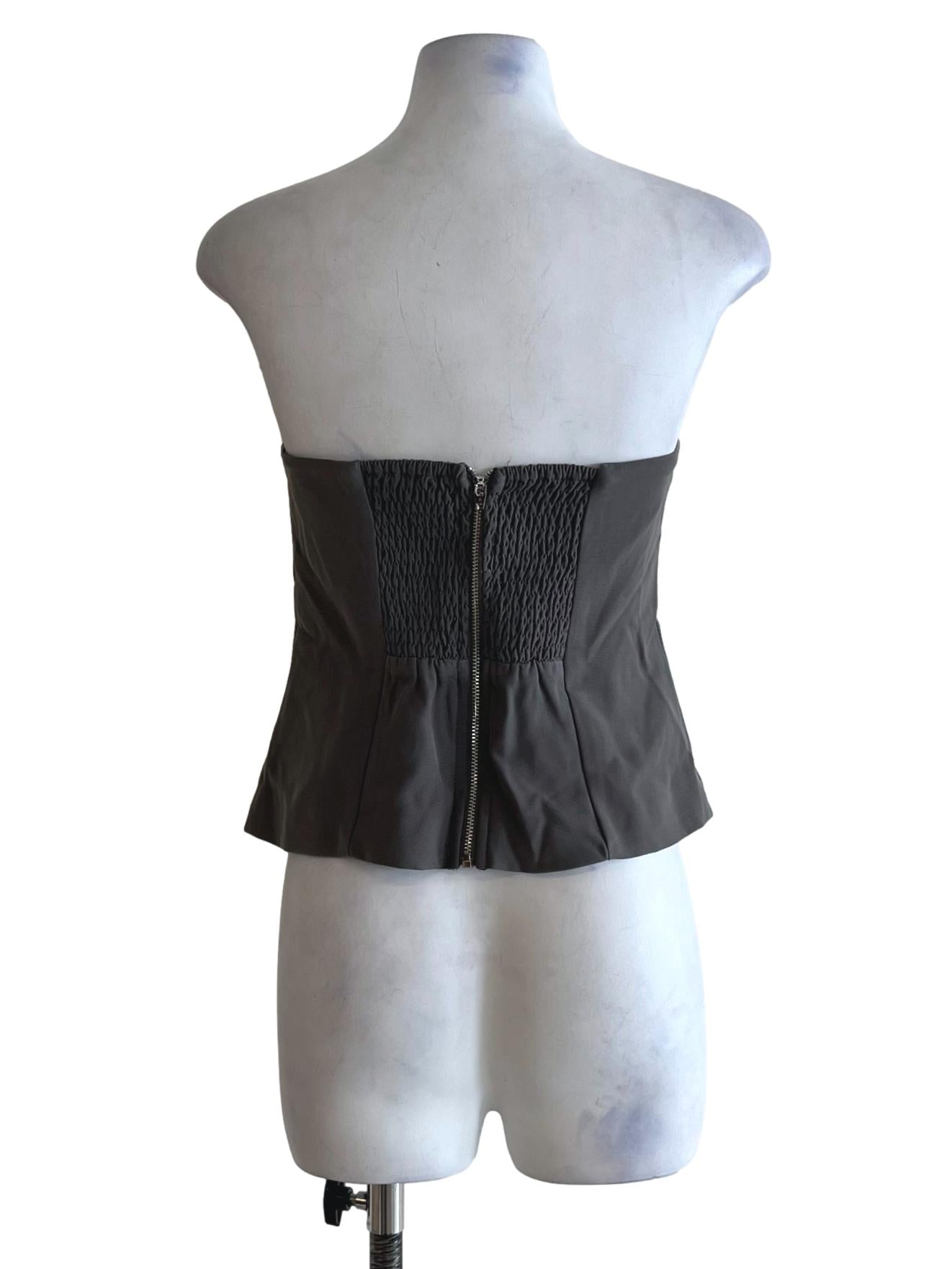 Dark Grey Ribbons Strapless Top