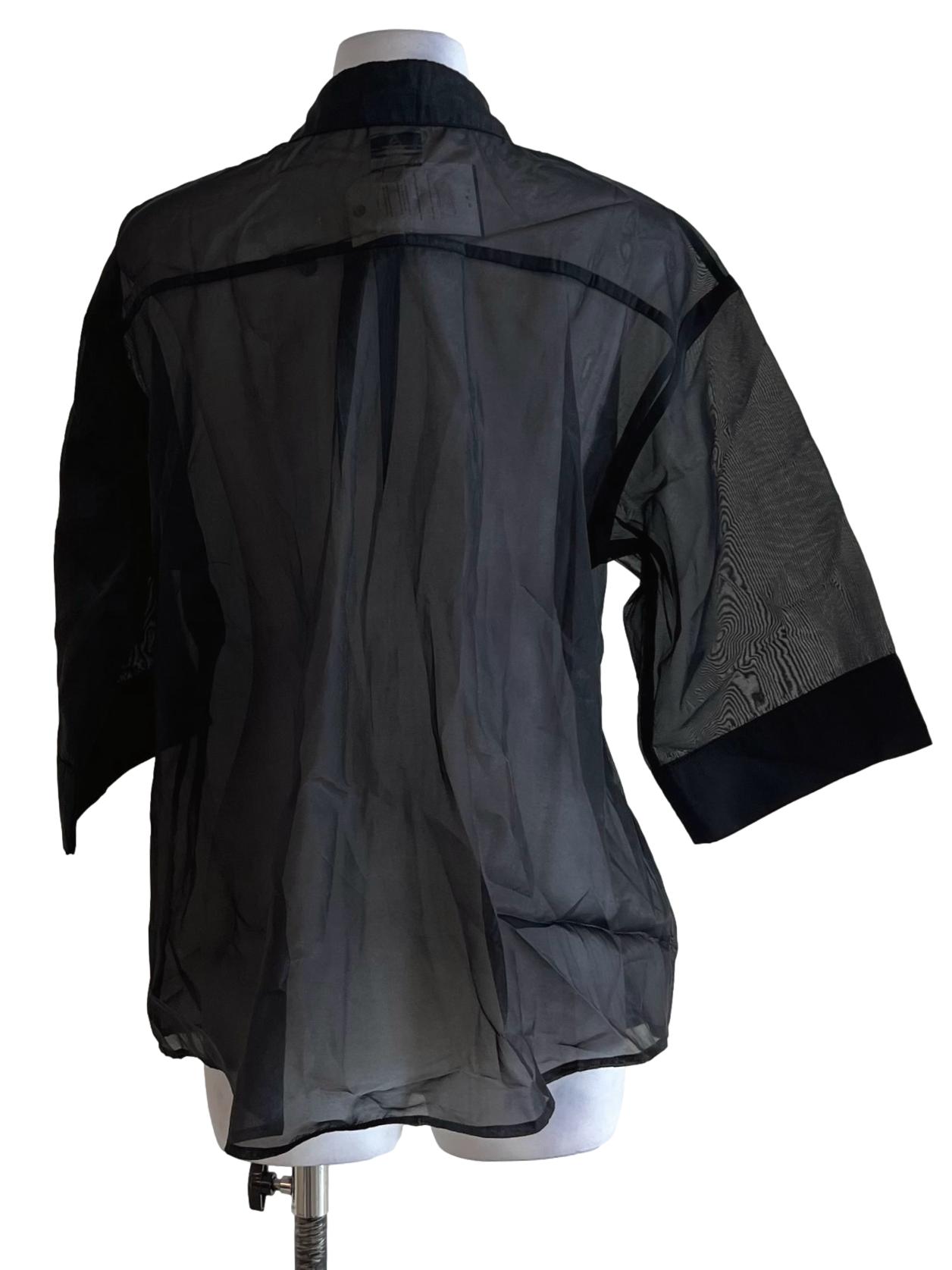 Black Wing Collar Sheer Blouse