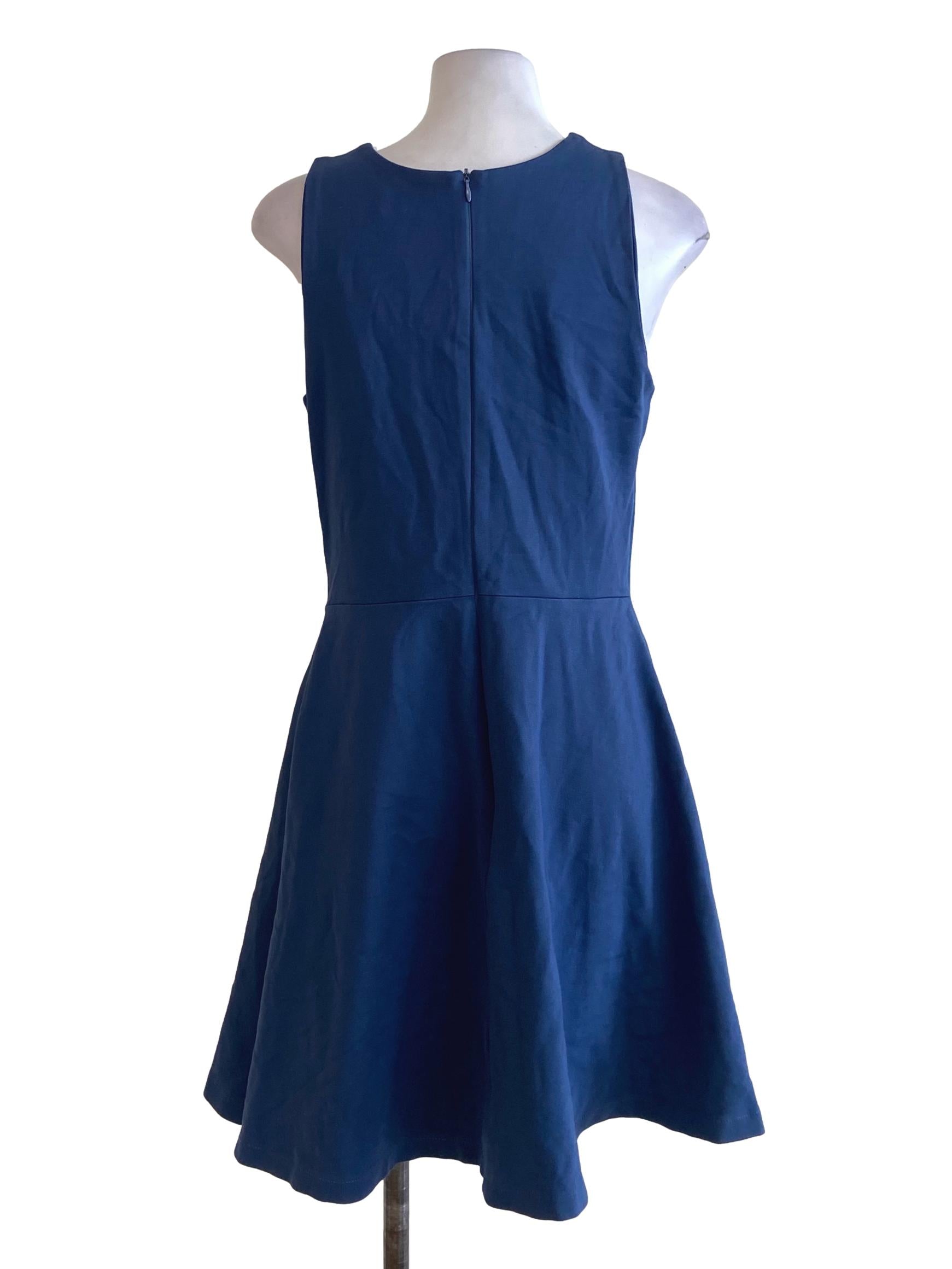 Aegean Blue Twill  Sleeveless Apron Dress
