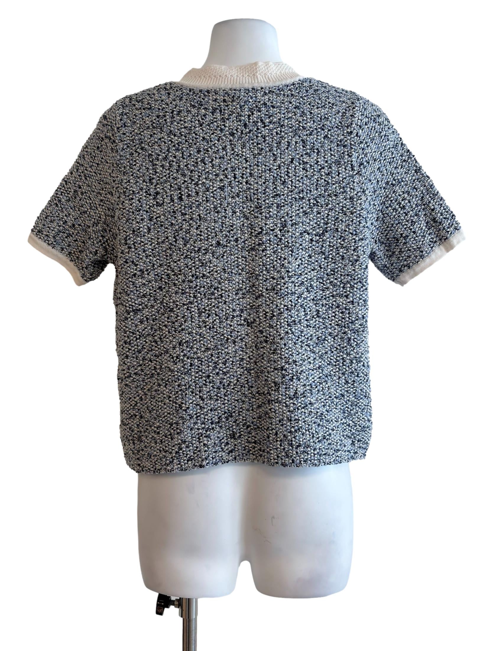 Blue Black Tweed Knitted Top