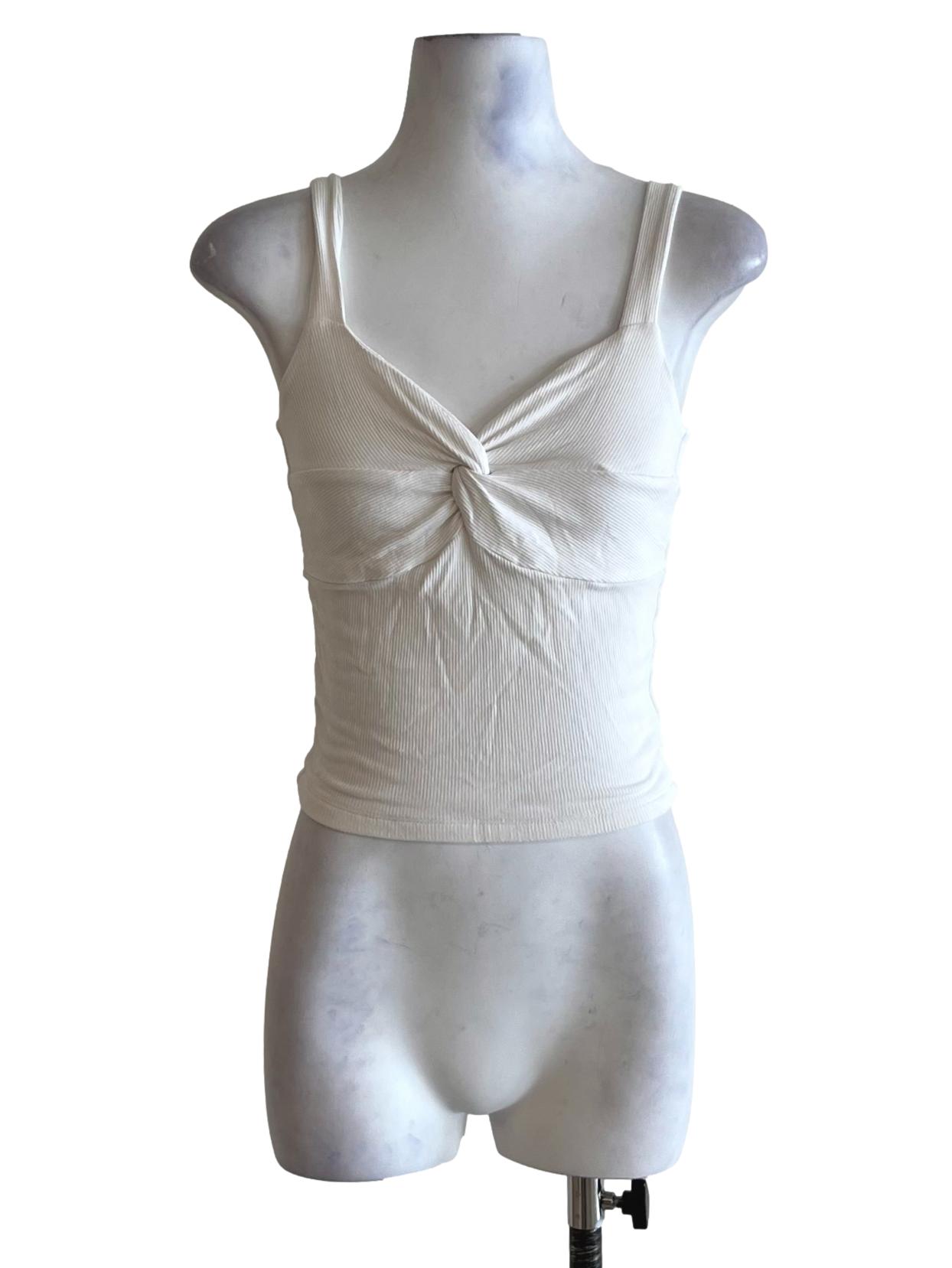 White Sweetheart Neckline Sleeveless Top