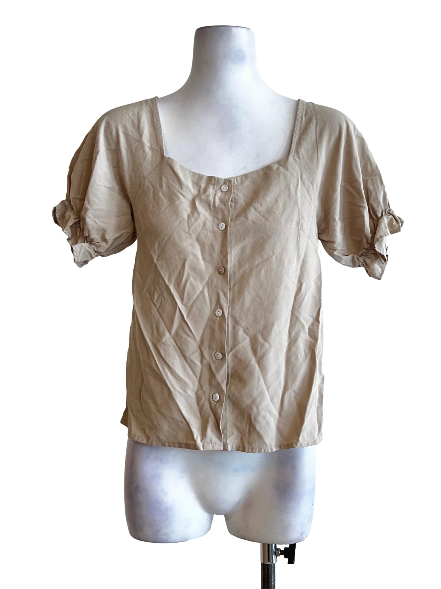 Beige Square Neck Top TEM