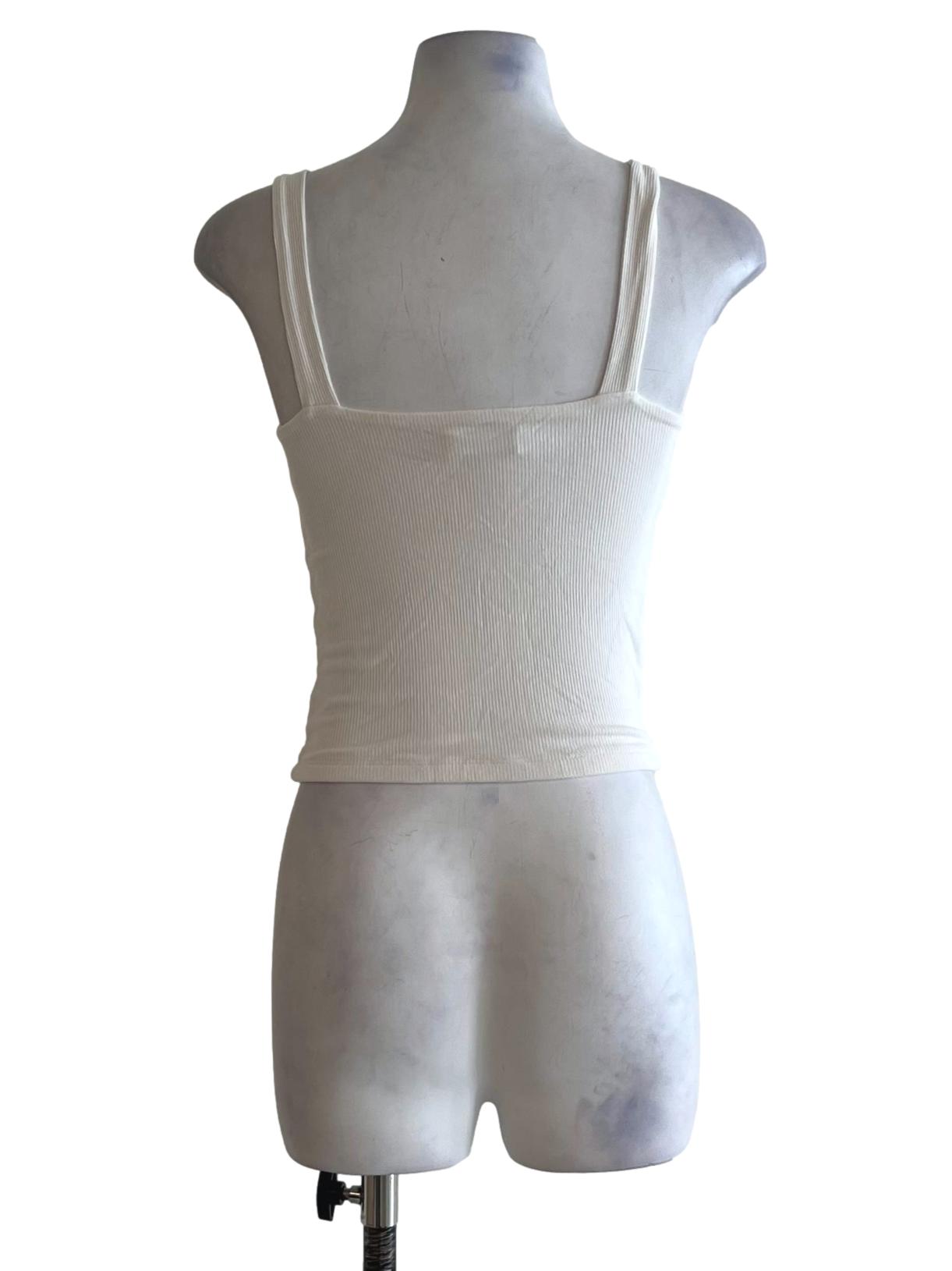 White Sweetheart Neckline Sleeveless Top
