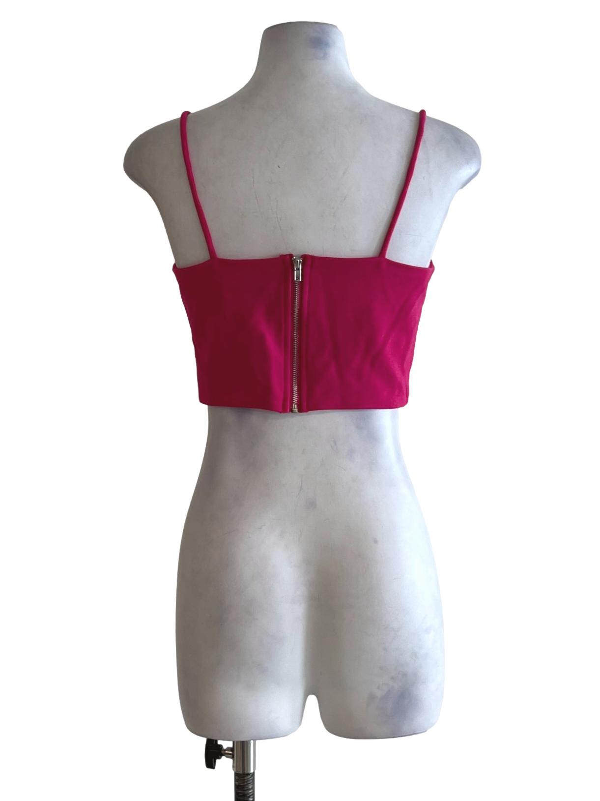 Hot Pink Spaghetti Strap Cropped Top