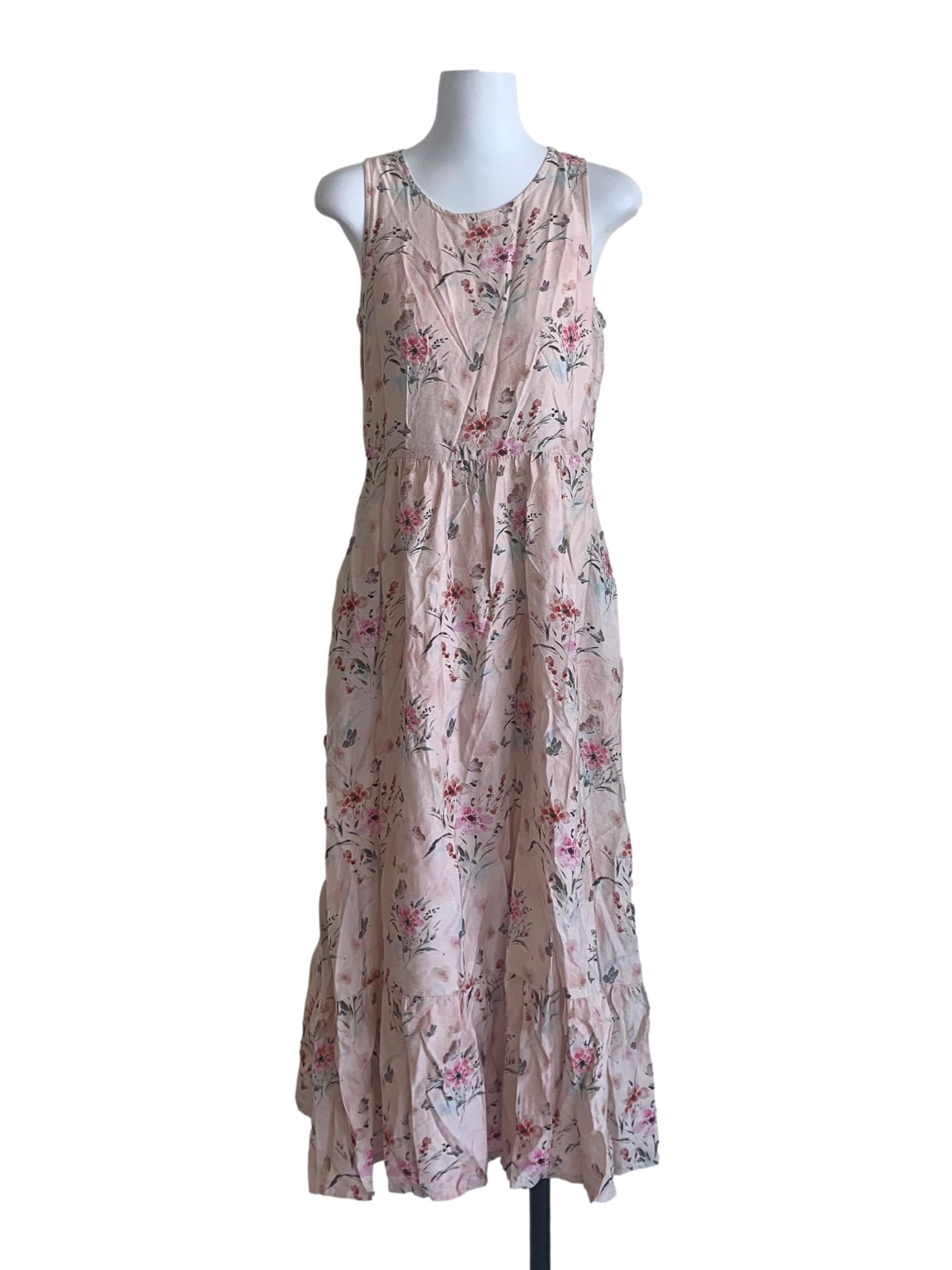 Flamingo Pink Floral Pattern Dress