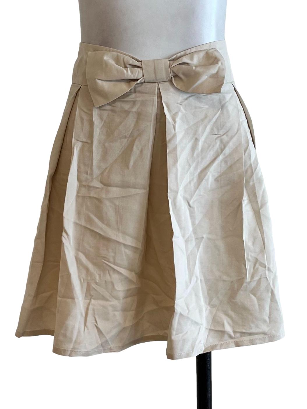 Cream Simple Ribbon Skirt