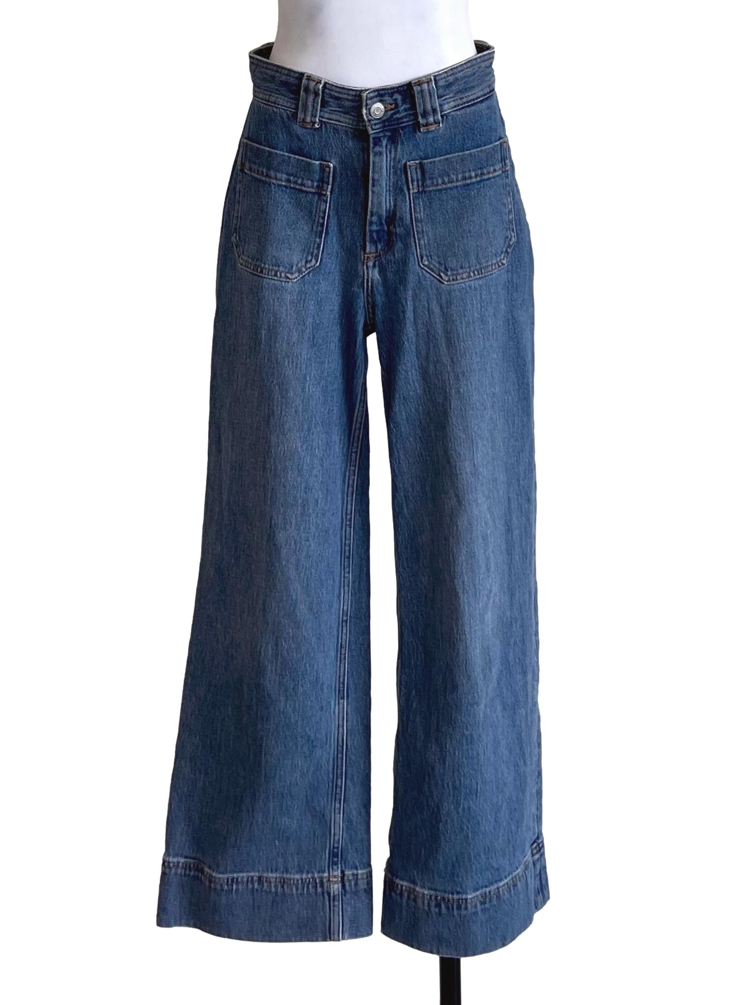 Denim Blue Wide Leg Jeans