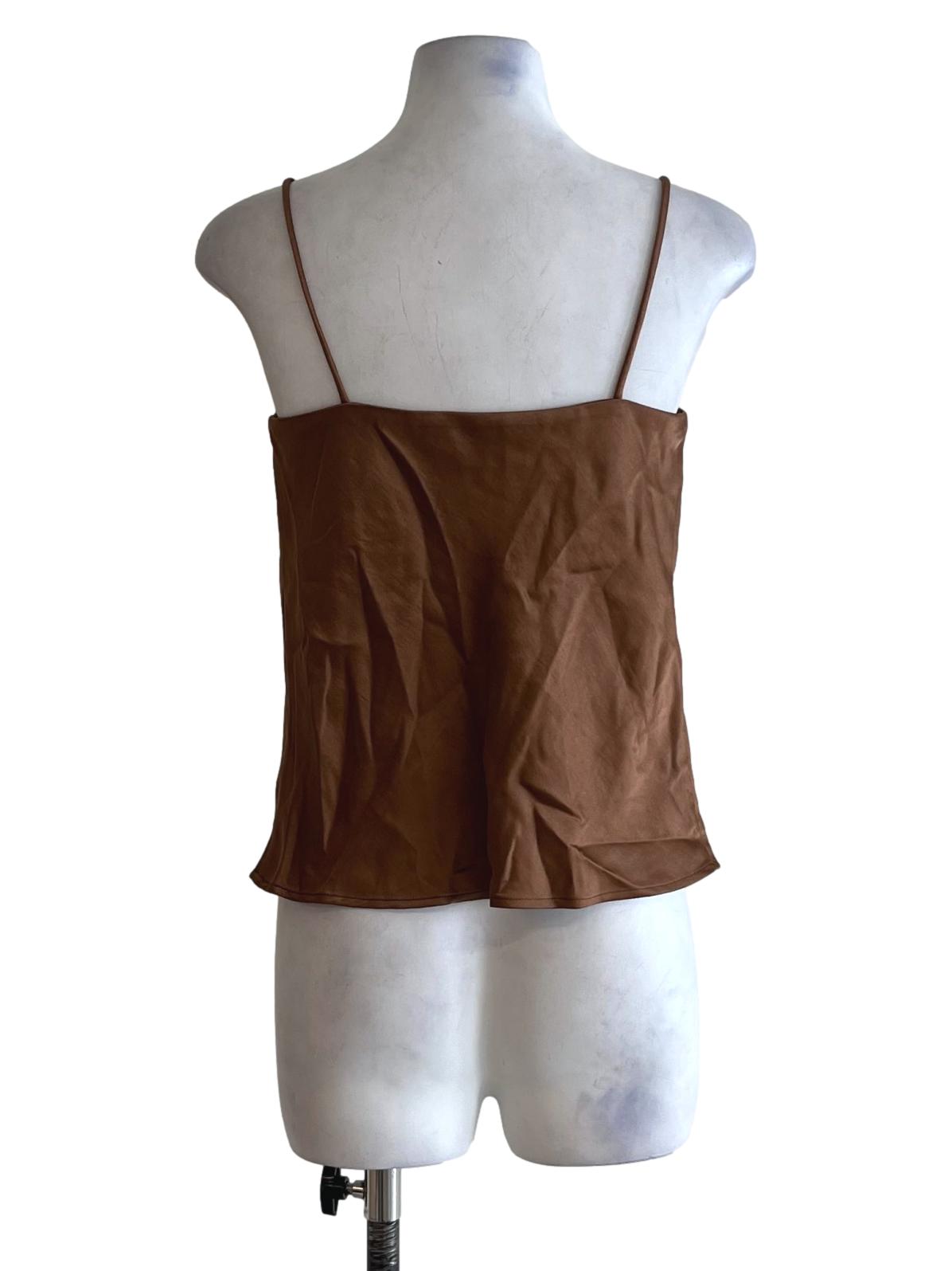 Tawny Brown Cowl Neckline Sleeveless Top