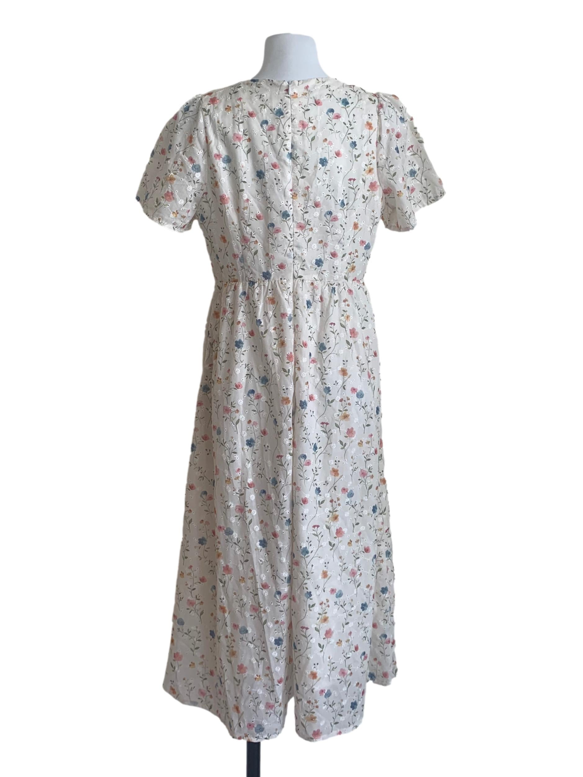 Pearl White Floral Pattern Dress