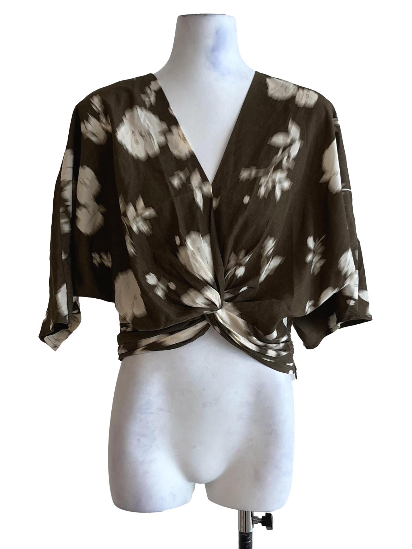 Cedar Brown Prints V-Neckline Blouse