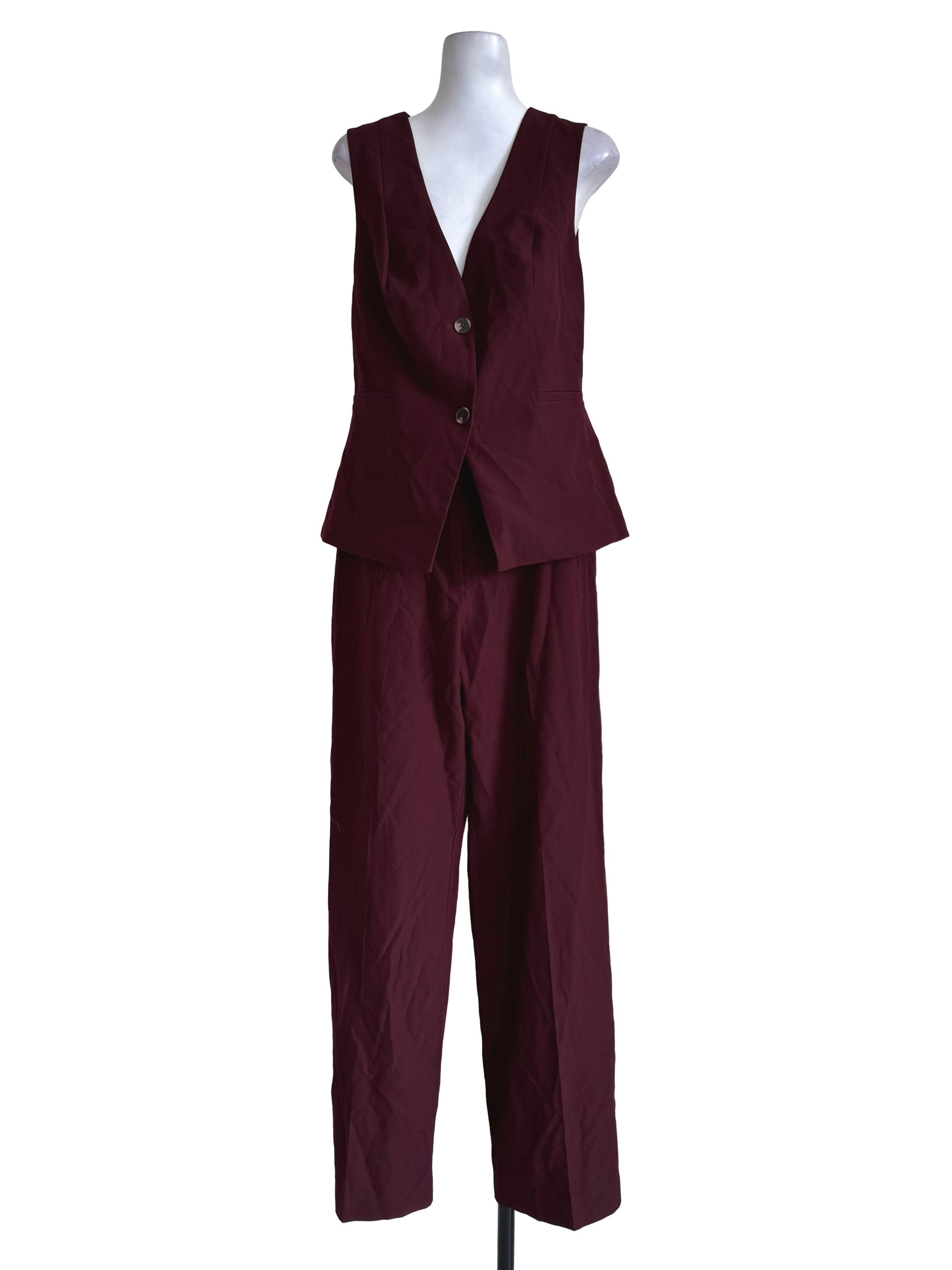 Maroon Vest Like Jumpsuit